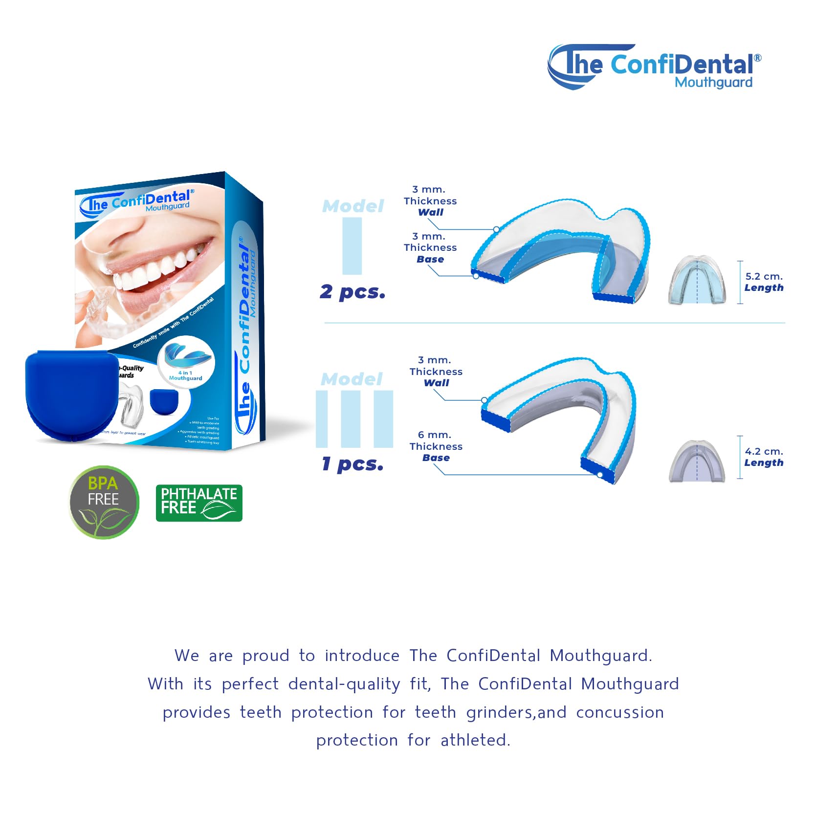 3 Pack Moldable Mouth Guard for Teeth Grinding & Clenching - Bruxism Night Guard, Sports Mouthguard & Teeth Whitening Tray - Includes 2 Regular & 1 Heavy Duty Guards (LLL & II) - Perfect for Sleeping, Boxing, MMA & Dental Care
