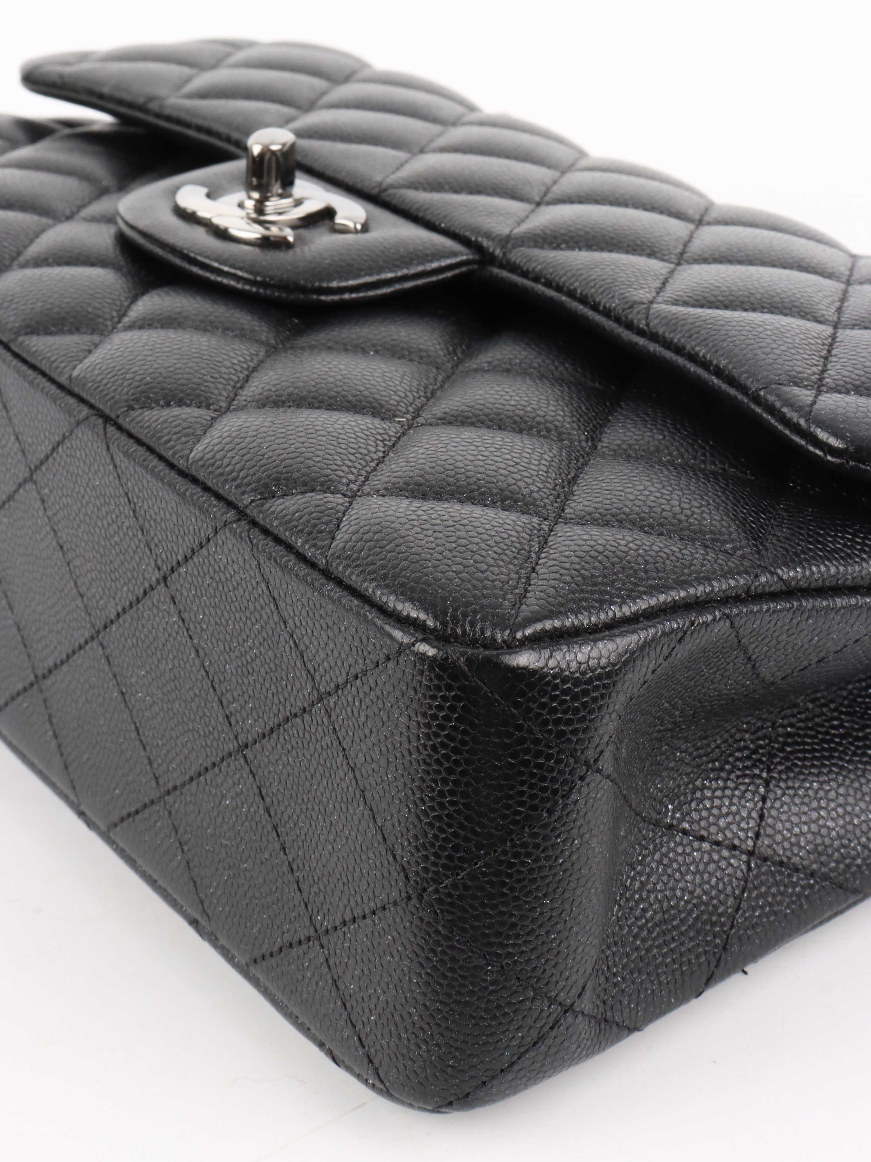 Chanel Small Black Iridescent Caviar Classic Flap Bag with Silver Hardware - Luxury Crossbody Purse for Women, Perfect for Evening Events & Date Nights