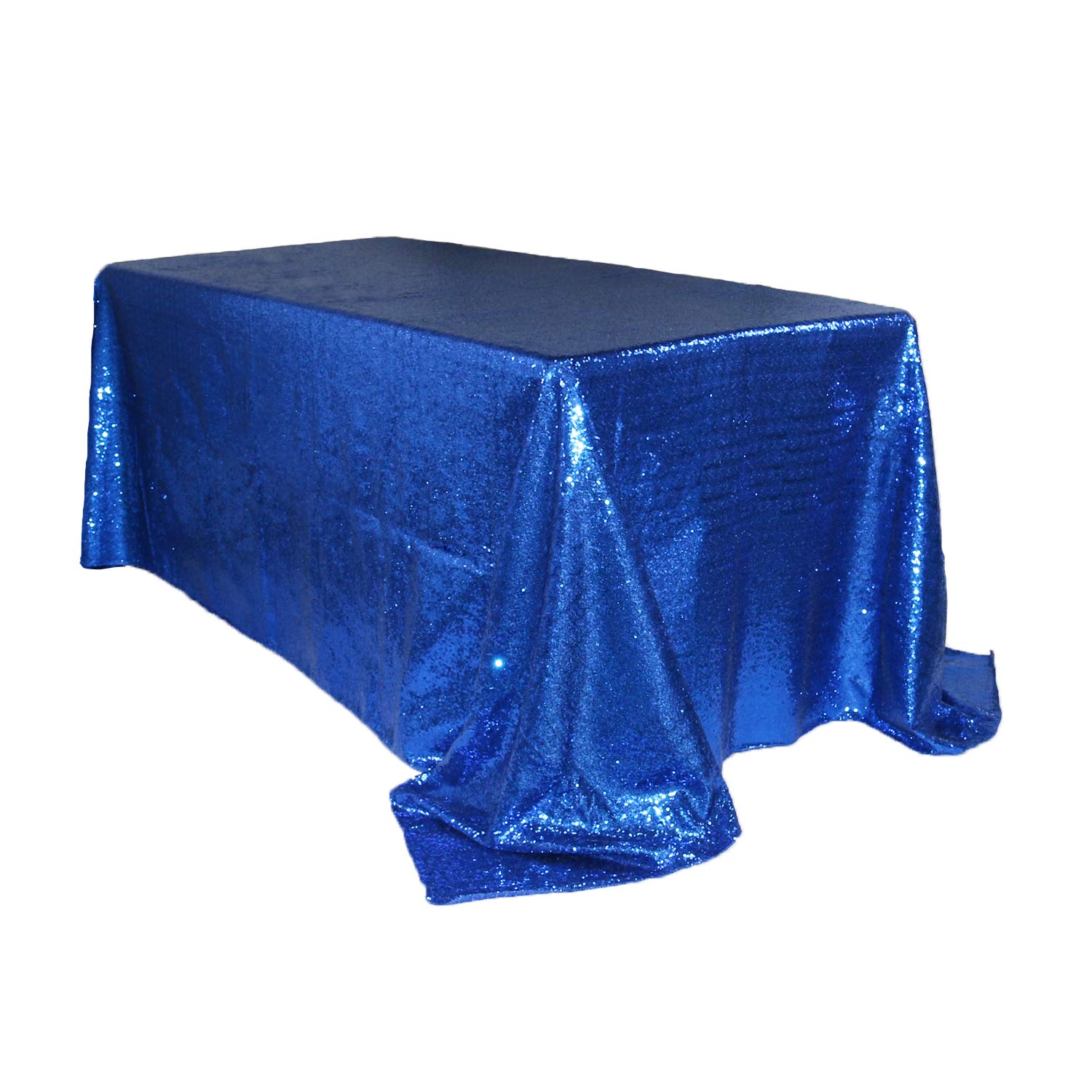 Royal Blue Glitz Sequin Taffeta Tablecloth - 90 x 156 Inch Rectangular Table Cover for 8ft Tables, Elegant Dining & Event Decor for Weddings, Parties, Banquets