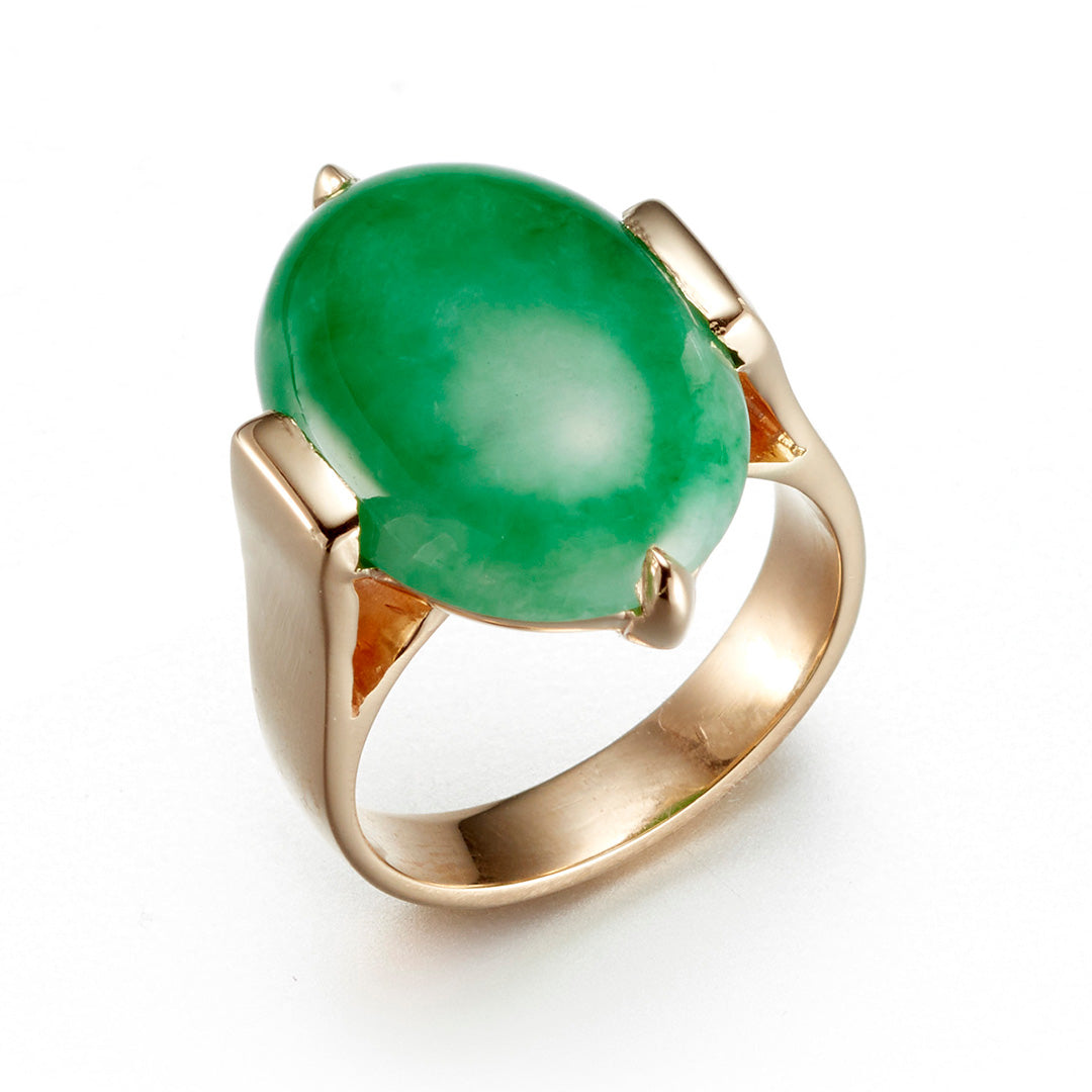 Elegant Green Jade 2 Prong Ring - Sterling Silver Adjustable Size for Women | Perfect for Weddings, Parties & Everyday Wear