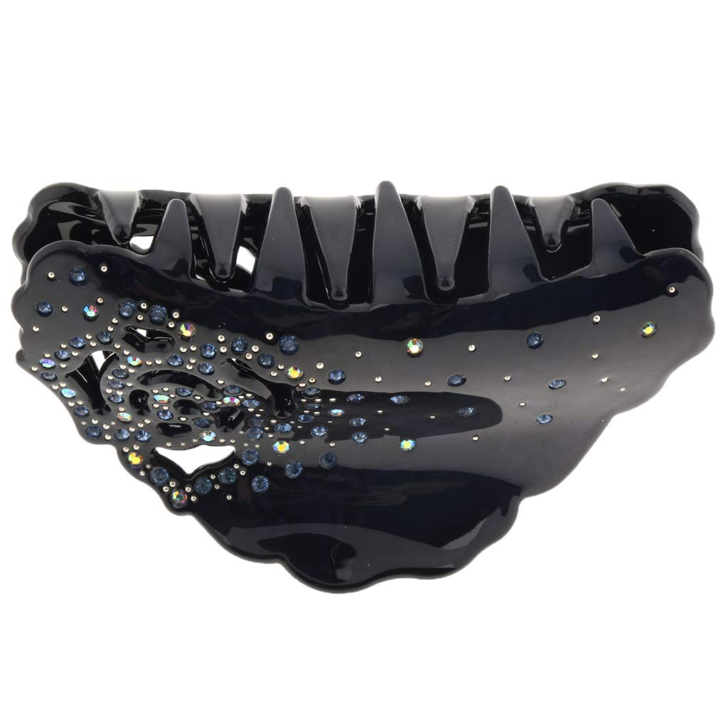 LOSA Women's Rhinestone Hair Claw Clip - Non-Slip Hair Clamp for Women & Girls - Elegant Blue Hair Accessory for Parties, Weddings & Everyday Styling