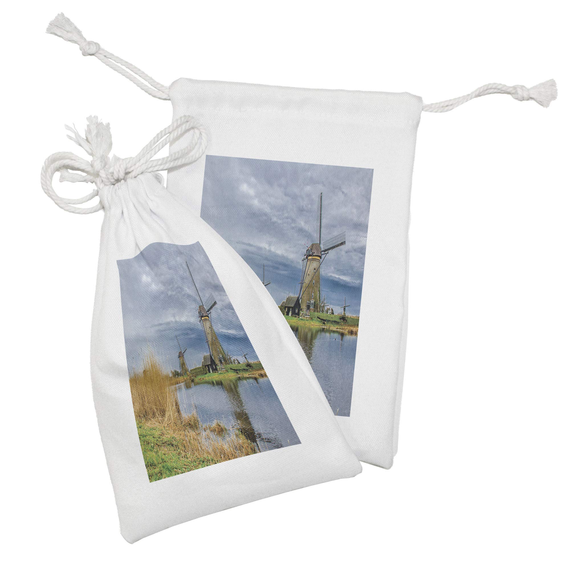Ambesonne Dutch Windmill Fabric Pouch Set of 2 - 9