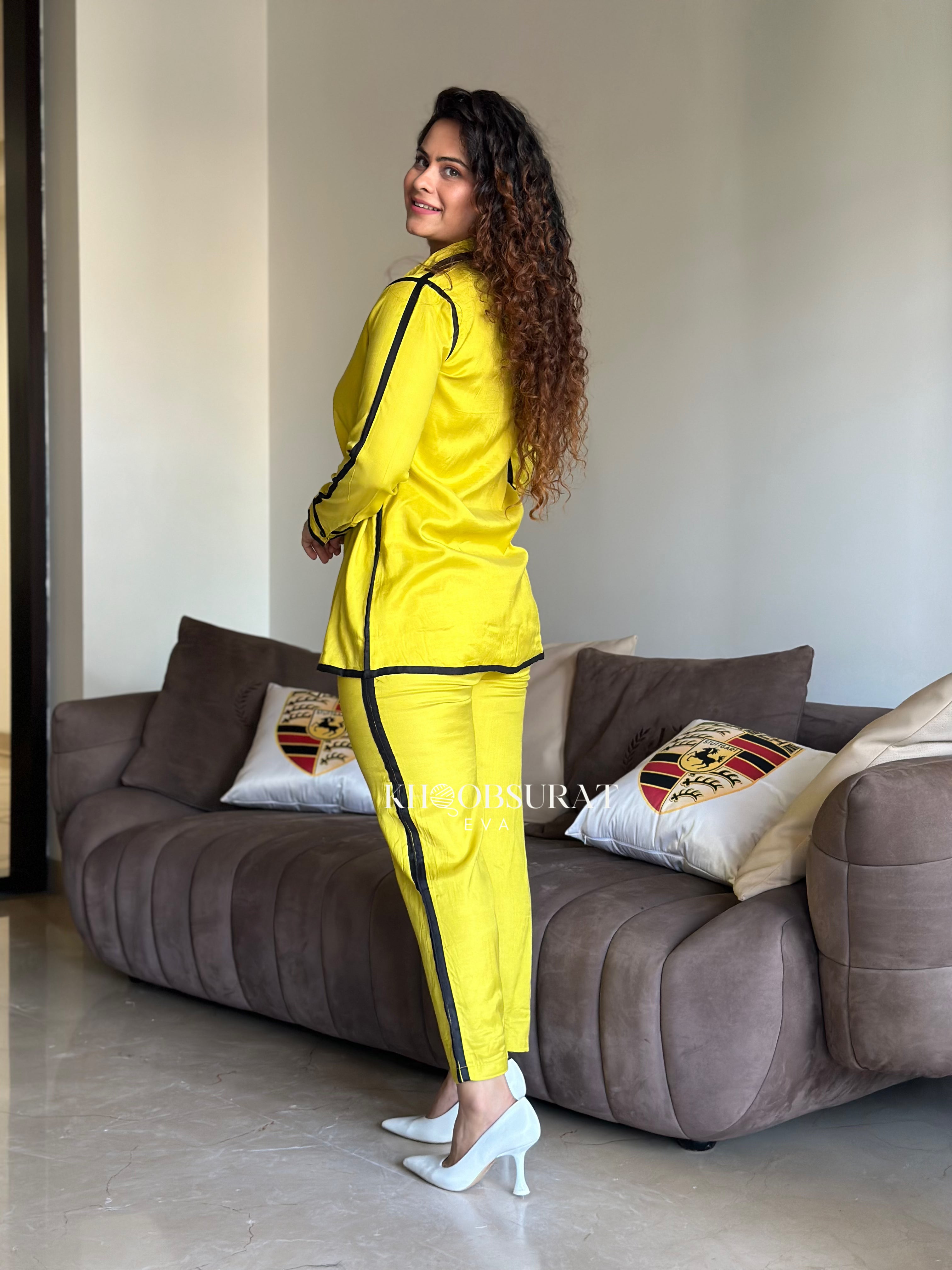 Stylish Mango Melody Yellow Co-Ord Set for Women | Trendy Matching Outfit | Perfect for Summer, Beach & Casual Wear