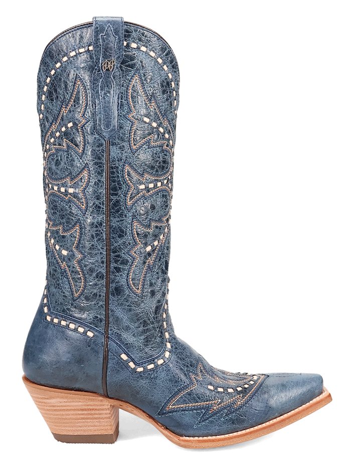 Dan Post DP7019 Women's MESA Snip Toe Leather Boots in Blue - Stylish Cowgirl Boots for Western Fashion, Country Dancing & Everyday Wear