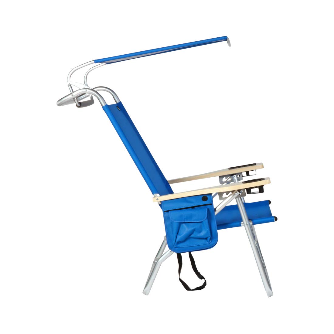 Premium Lightweight Aluminum Folding Beach Chair with Adjustable 4-Position Recliner, Canopy Shade & Drink Holder - Portable Outdoor Lounge Chair for Adults, Perfect for Beach, Poolside, Camping & Backyard Relaxation