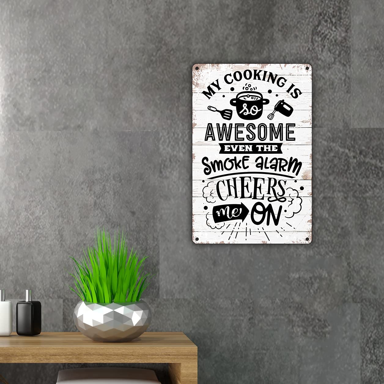 Funny Kitchen Quote Metal Tin Sign - 'My Cooking is Awesome' Retro Wall Decor for Home & Kitchen - Perfect for Gifts, Restaurants, and Coffee Shops