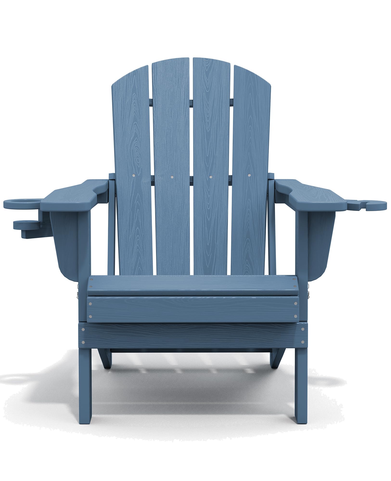 SERWALL Folding Adirondack Chair Set of 2 - HDPE Plastic Outdoor Patio Furniture with Wood-Like Finish in Navy Blue - Perfect for Backyard, Poolside, and Beach Relaxation