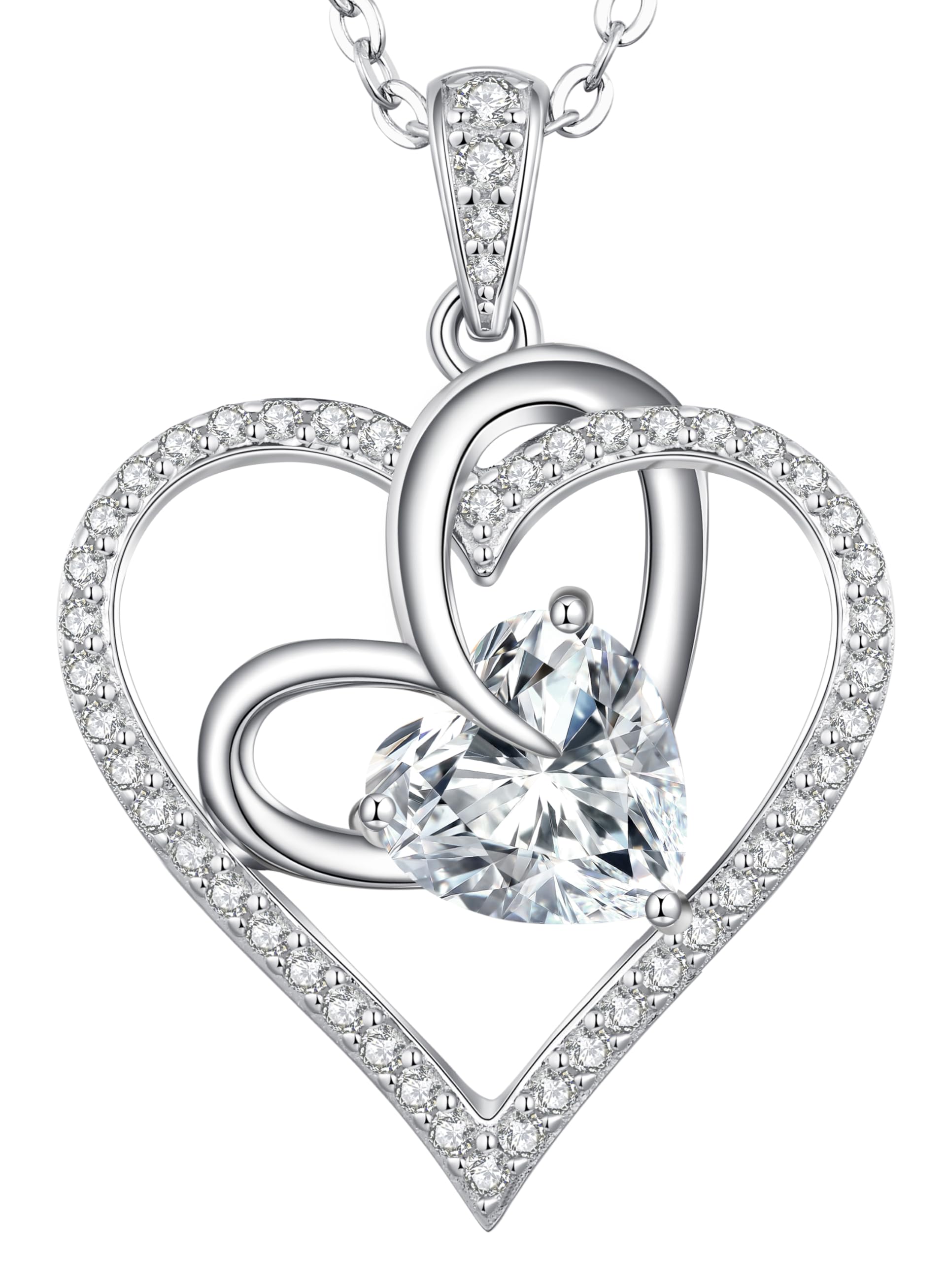 Romantic 2 Carat Moissanite Heart Necklace for Women - 925 Sterling Silver Diamond Jewelry - Perfect Birthday, Anniversary & Christmas Gift for Wife, Mom, Girlfriend - Elegant Valentine's Day & Date Night Jewelry