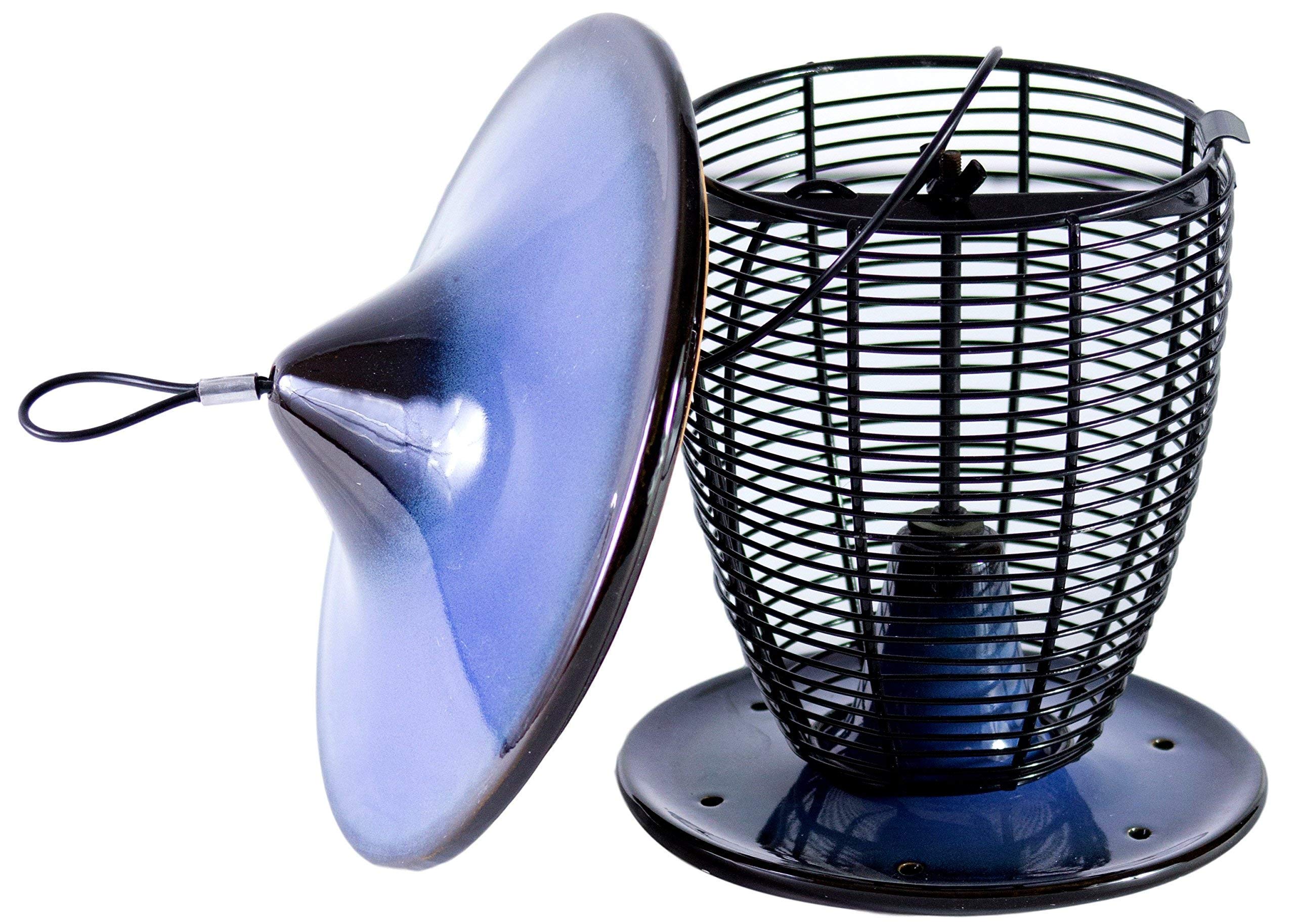 BYER OF MAINE Circles Hanging Bird Bath and Alcyon Pagoda Bird Feeder Set - Cobalt Blue Outdoor Garden Decor for Attracting Wild Birds - Perfect for Backyards, Patios, and Bird Watching Enthusiasts
