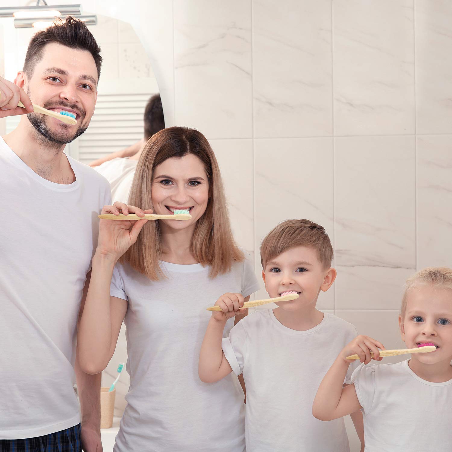 Eco-Friendly 40-Pack Bamboo Toothbrushes with Charcoal & BPA-Free Nylon Bristles (Multi-Color) - Sustainable Oral Care for Home, Travel & Zero Waste Lifestyle