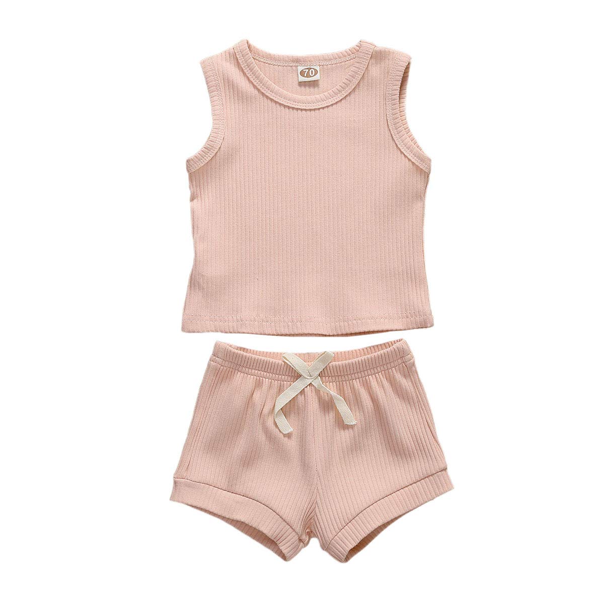 Unisex Baby Summer Outfit Set - Sleeveless Cotton T-Shirt & Shorts for Girls & Boys | Solid Color Casual Wear for Playtime & Outdoor Activities