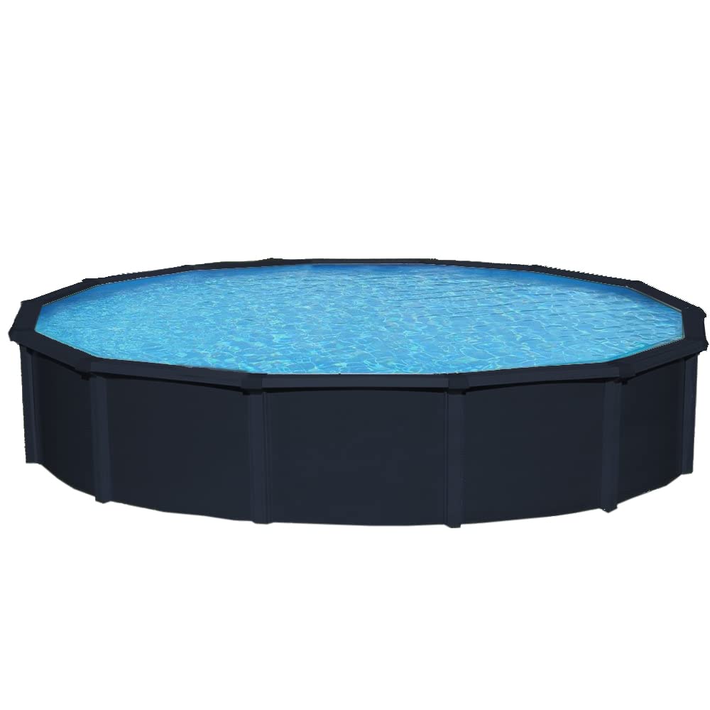 Lake Effect Pools 'Metropolitan' 18-Foot Round Above Ground Swimming Pool | 52-Inch Height | Includes Solid Blue Overlap Liner & Wide-Mouth Skimmer | Perfect for Backyard Family Fun, Summer Parties & Outdoor Recreation