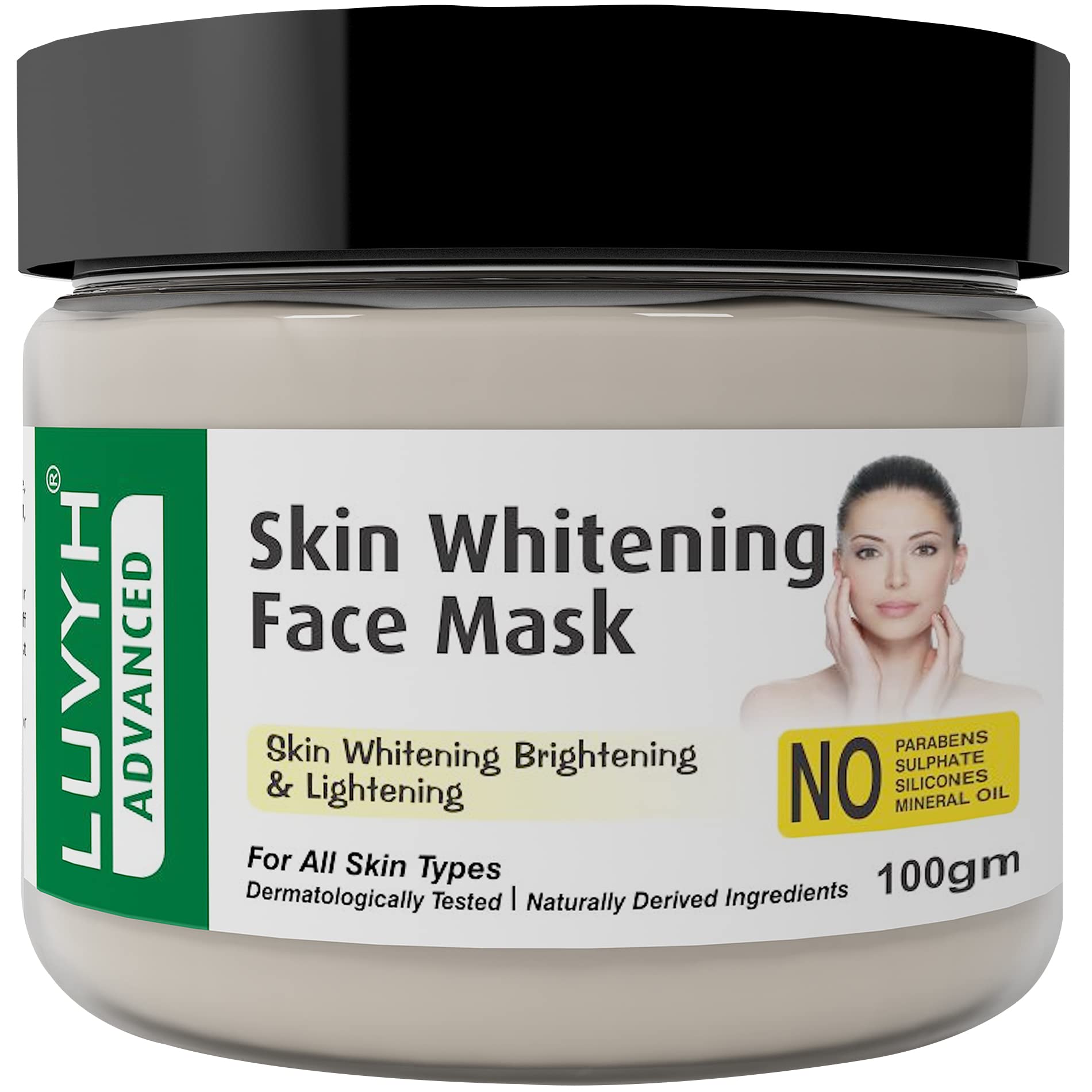 Luvyh Skin Whitening Face Mask - Brightening & Glow Face Pack for Instant Radiance, Anti-Pigmentation & Dark Spot Treatment (100g) | Perfect for Daily Skincare & Evening Routine