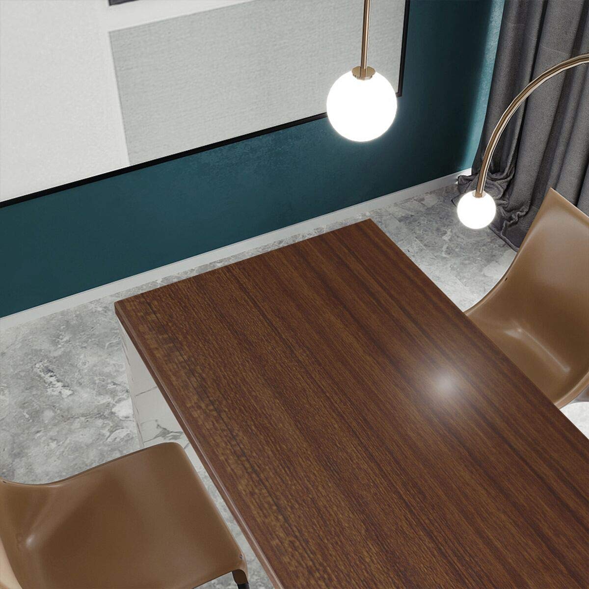 TOTIO Brown Wood Grain Contact Paper - Thick Walnut Peel & Stick Wallpaper | Waterproof Removable Adhesive Vinyl Wrap for Countertops, Tables & Walls | DIY Home Decor, Kitchen Backsplash, Furniture Makeover