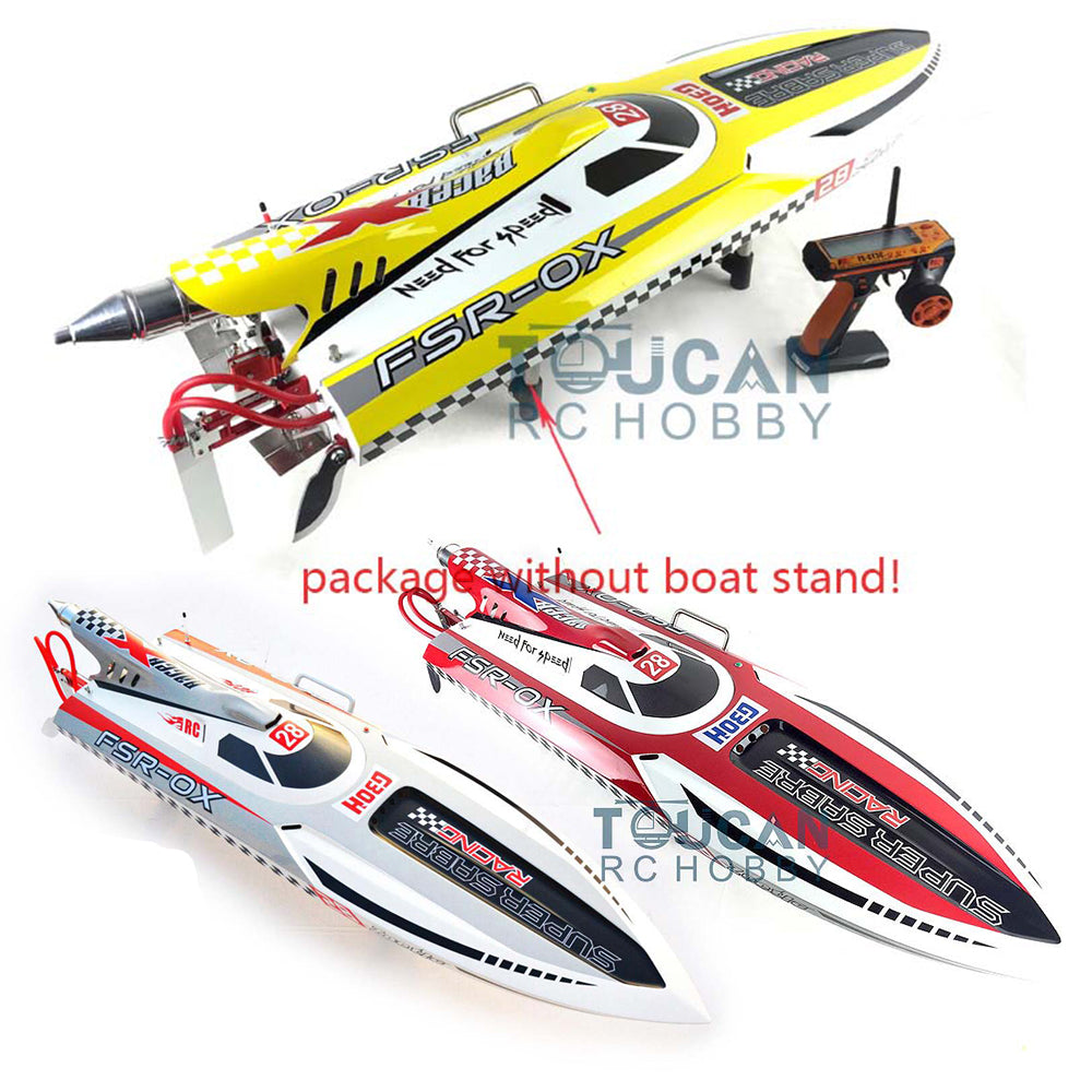 G30H 30CC Gas Powered RC Racing Boat - 70KM/H High Speed Fiber Glass Hull (Gray/Red/Yellow) with DIY Model Engine & Servo Transmitter - 1380x390x320mm ARTR Kit for Lakes, Pools & Competitive RC Boat Racing