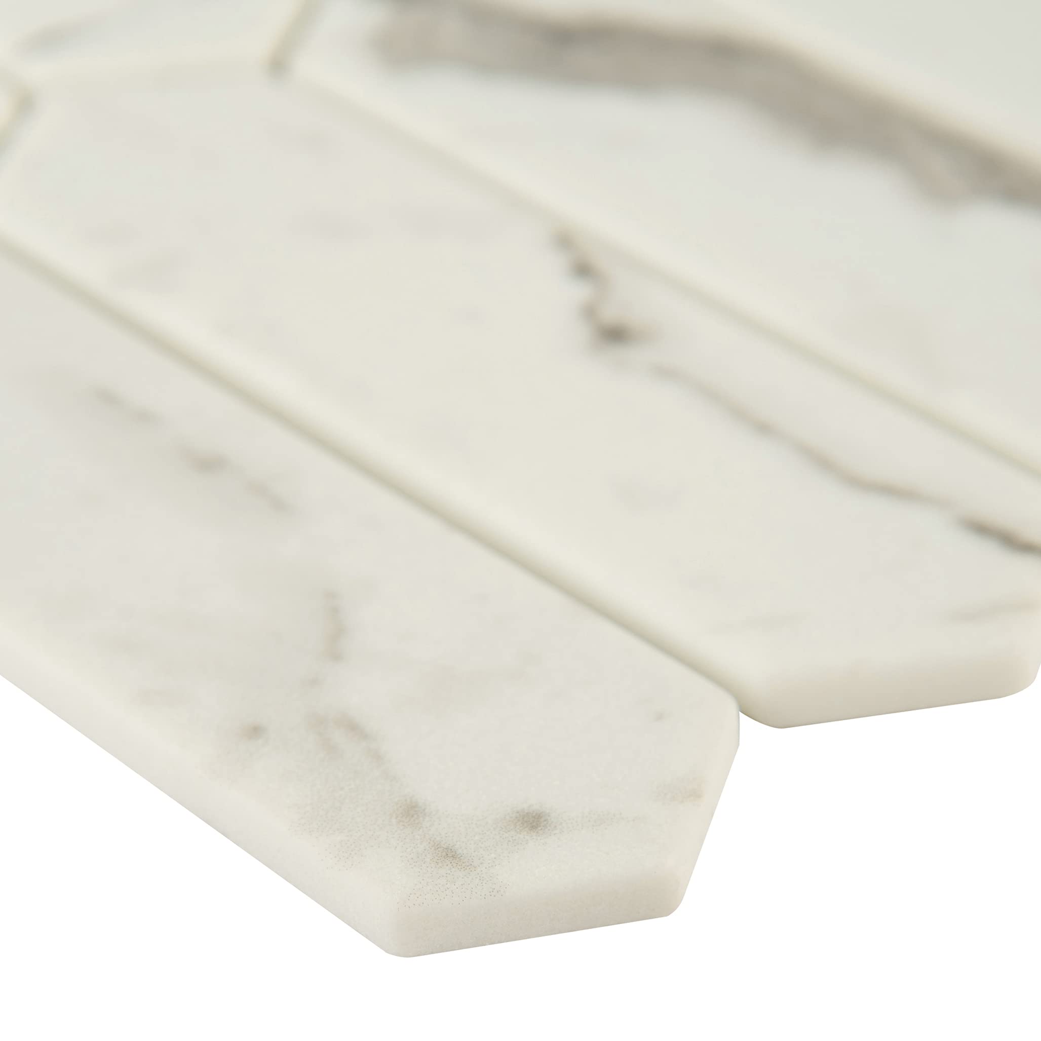 MSI Statuario Celano 14.13x9.84 Inch Glass Mosaic Tile - White Cool Finish for Kitchen Backsplash, Bathroom & Shower Walls - Premium Mesh-Mounted Picket Tiles for Modern Home Decor