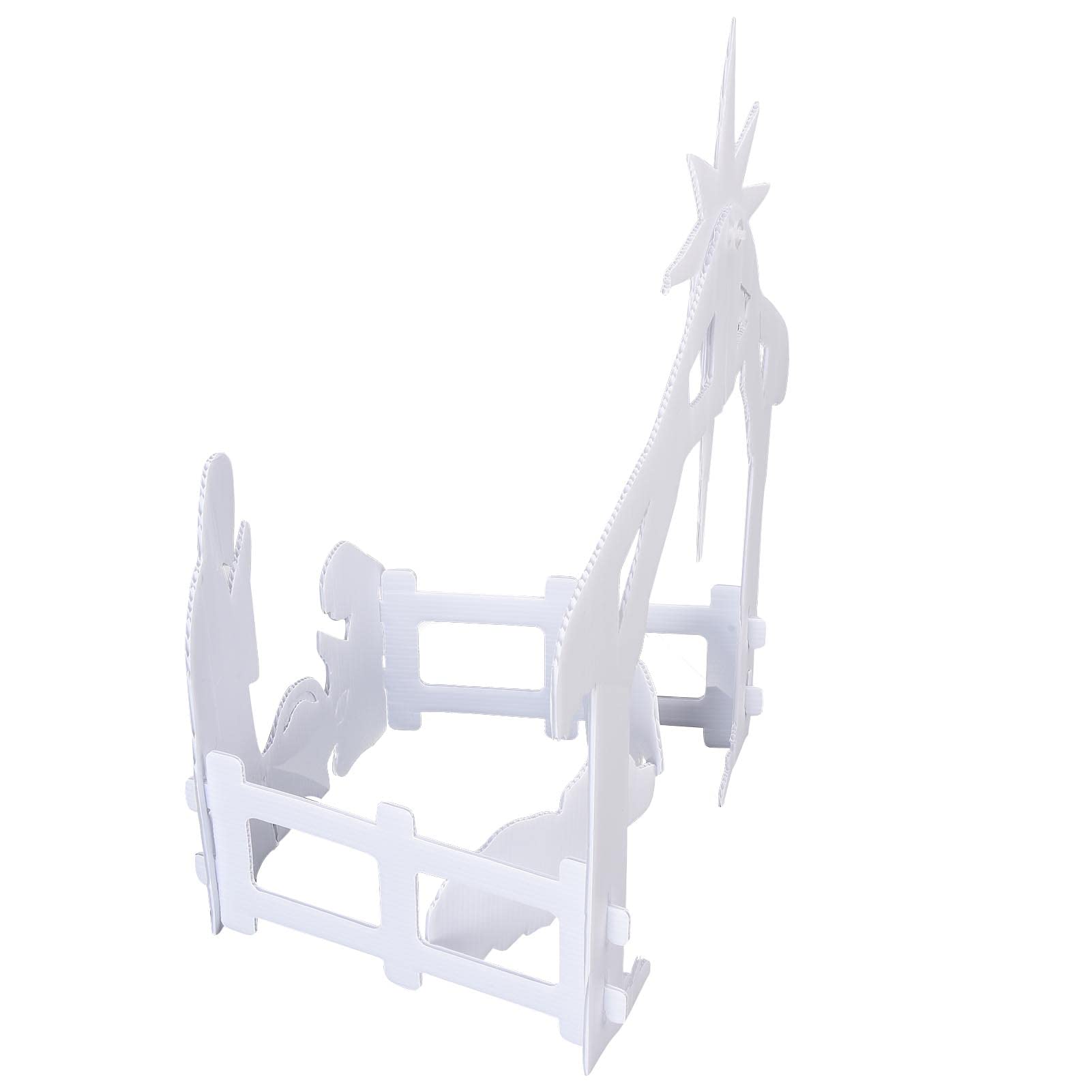 Sturdy White Outdoor Nativity Scene - 44x27x5cm Christmas Jesus Manger Display with PP Hollow Board | Easy to Install for Lawn, Courtyard, Garden & Holiday Decorations | Perfect for Christmas Yard Decor, Church Displays & Festive Home Decorating
