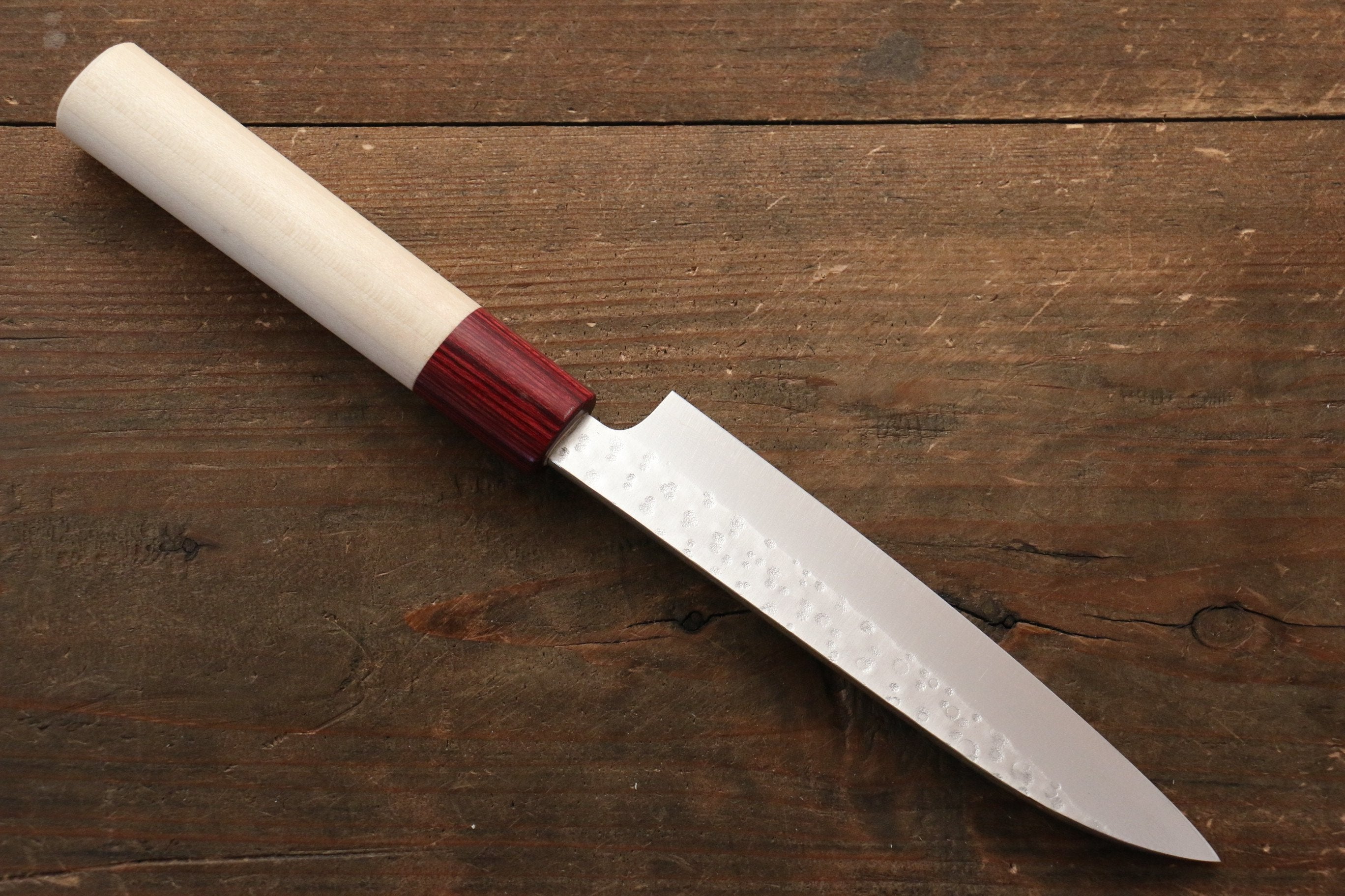 Premium Seisuke VG10 16-Layer Hammered Damascus Petty Knife 135mm - Magnolia Wood Handle - Japanese Kitchen Utility Knife for Slicing, Peeling & Precision Cutting - Perfect for Chefs & Home Cooking