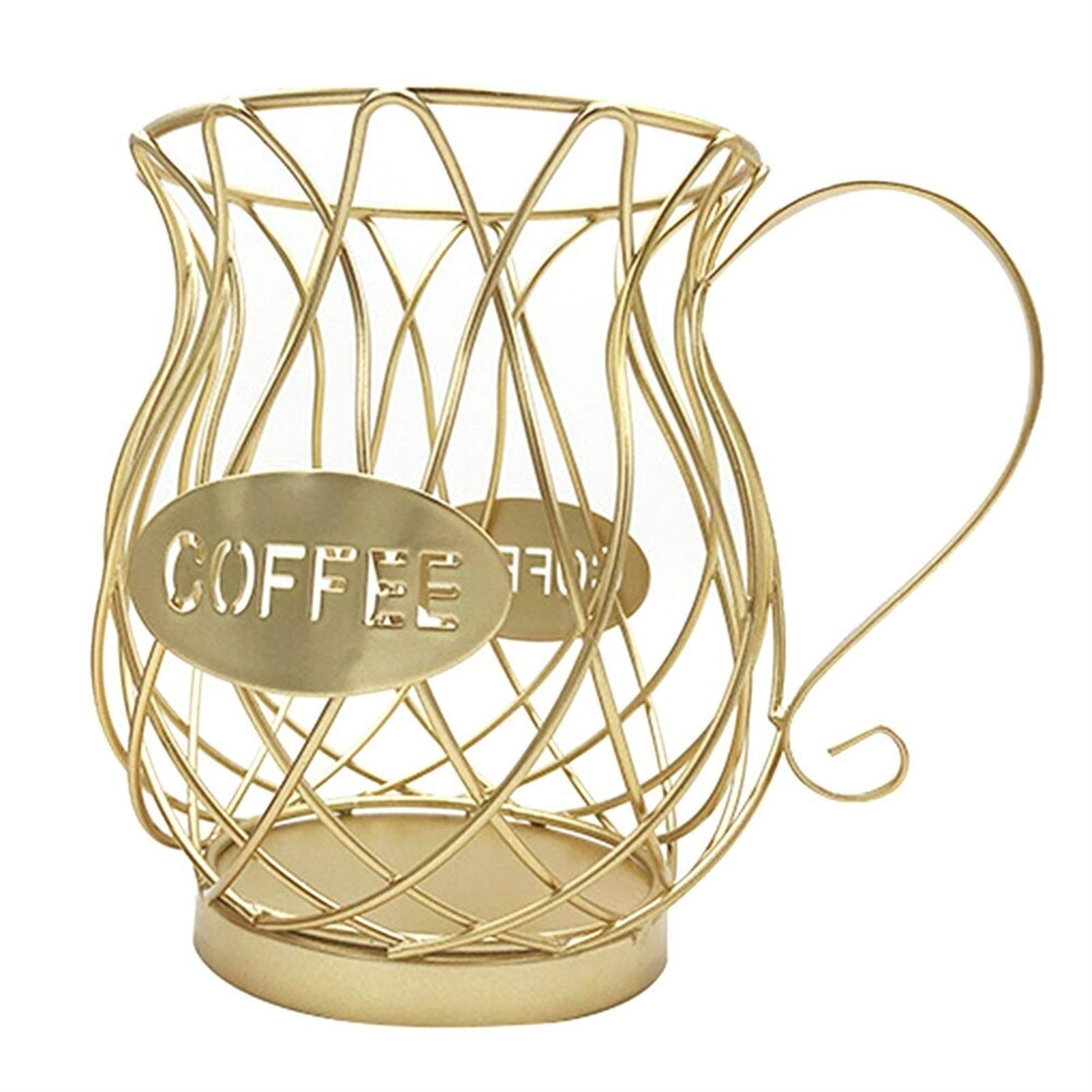 Universal Coffee Capsule Storage Basket - Vintage Coffee Pod Organizer Holder for Keurig K-Cups, Nespresso & Dolce Gusto - Black & Gold for Home, Cafe, Hotel - Perfect for Kitchen Countertop & Coffee Station Organization