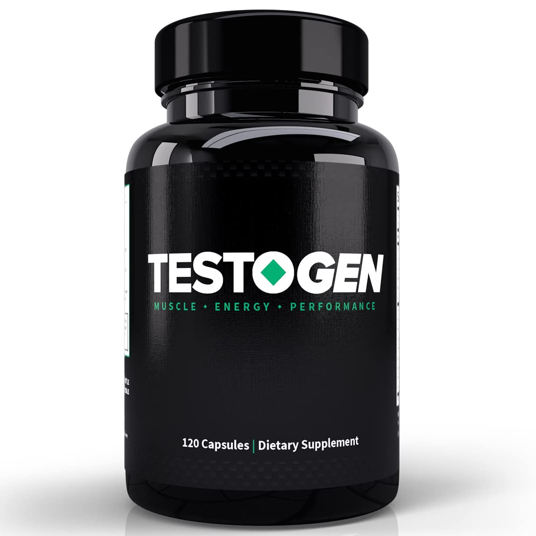 TestoGen Natural Testosterone Booster for Men - Energy, Muscle Growth & Weight Control Supplement - 3 Month Supply - Combat Fatigue & Improve Focus - Ideal for Gym, Workout & Daily Performance