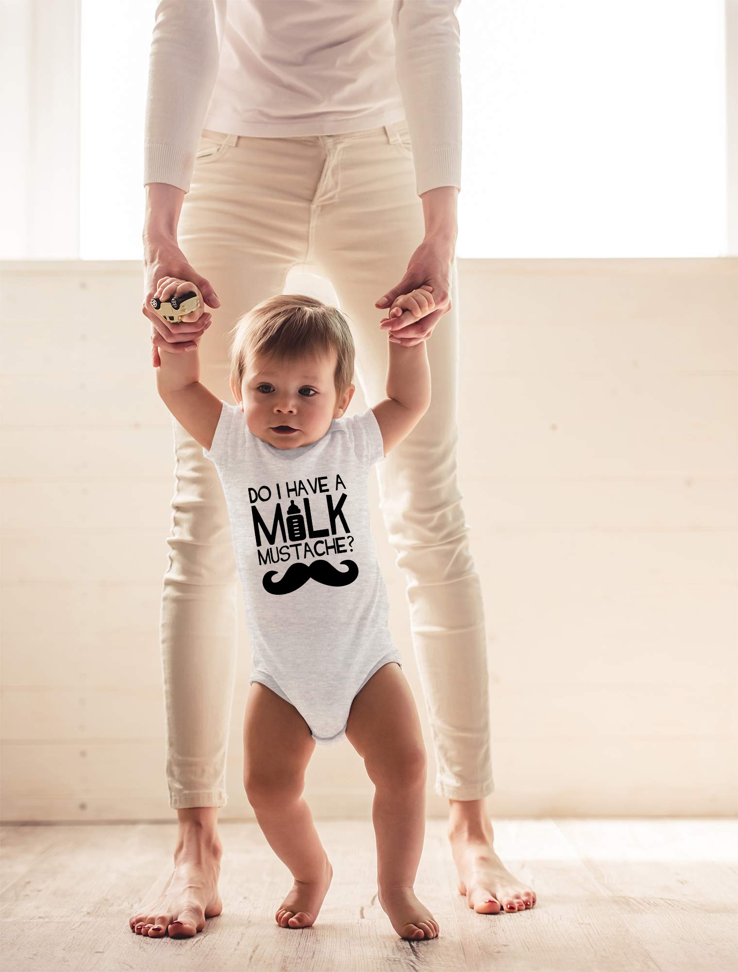 CBTwear Funny 'Do I Have a Milk Mustache?' Baby Bodysuit - Cute Newborn Outfits for Boys & Girls - Perfect for Photo Shoots, First Birthdays & Playdates
