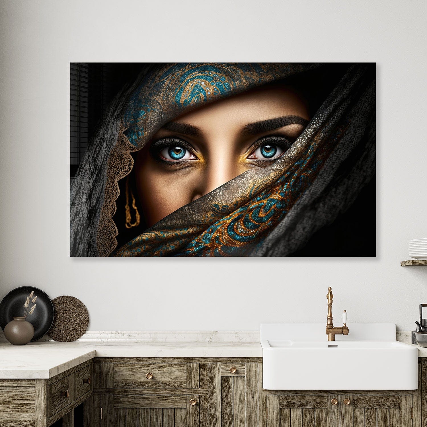 Blue Eyes Tempered Glass Wall Art - Elegant Home Decor for Living Room, Bedroom & Office