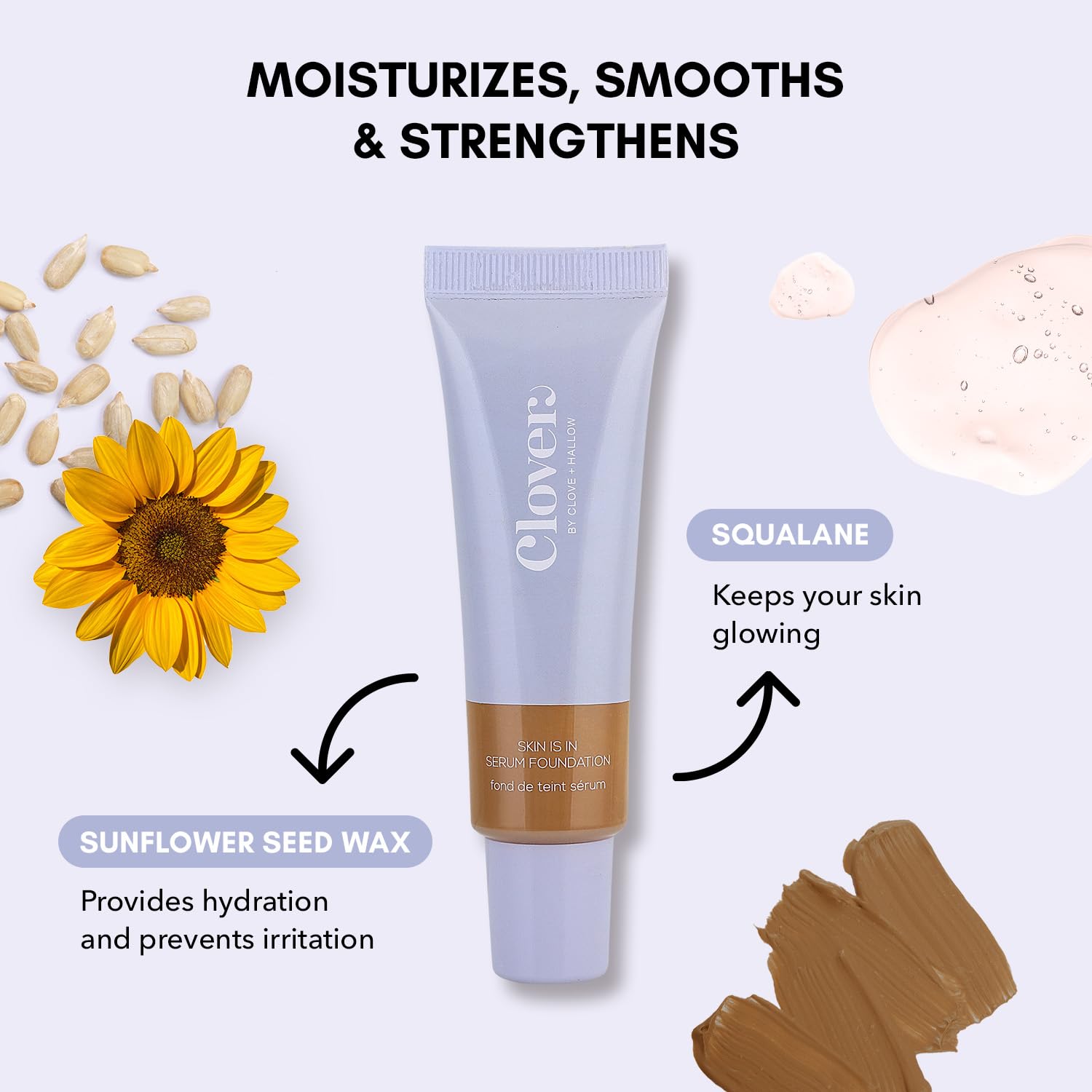 Clover Skin Is In Serum Foundation - Hydrating Face Serum & Lightweight Foundation, Cruelty-Free, Vegan with Squalane & Sunflower Seed Wax | 30ml Shade 09 (Medium-Dark) | Perfect for Daily Wear, Natural Makeup Look & Sensitive Skin Care Routine