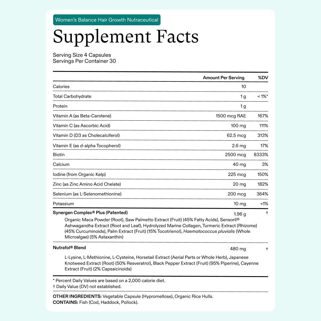 Nutrafol Women's Balance Hair Growth Supplement & Serum for Thicker, Stronger Hair - Clinically Proven Results for Women 45+ (1 Month Supply, 1.7 Fl Oz) | Post-Menopausal Hair Care & Age-Related Thinning Solution