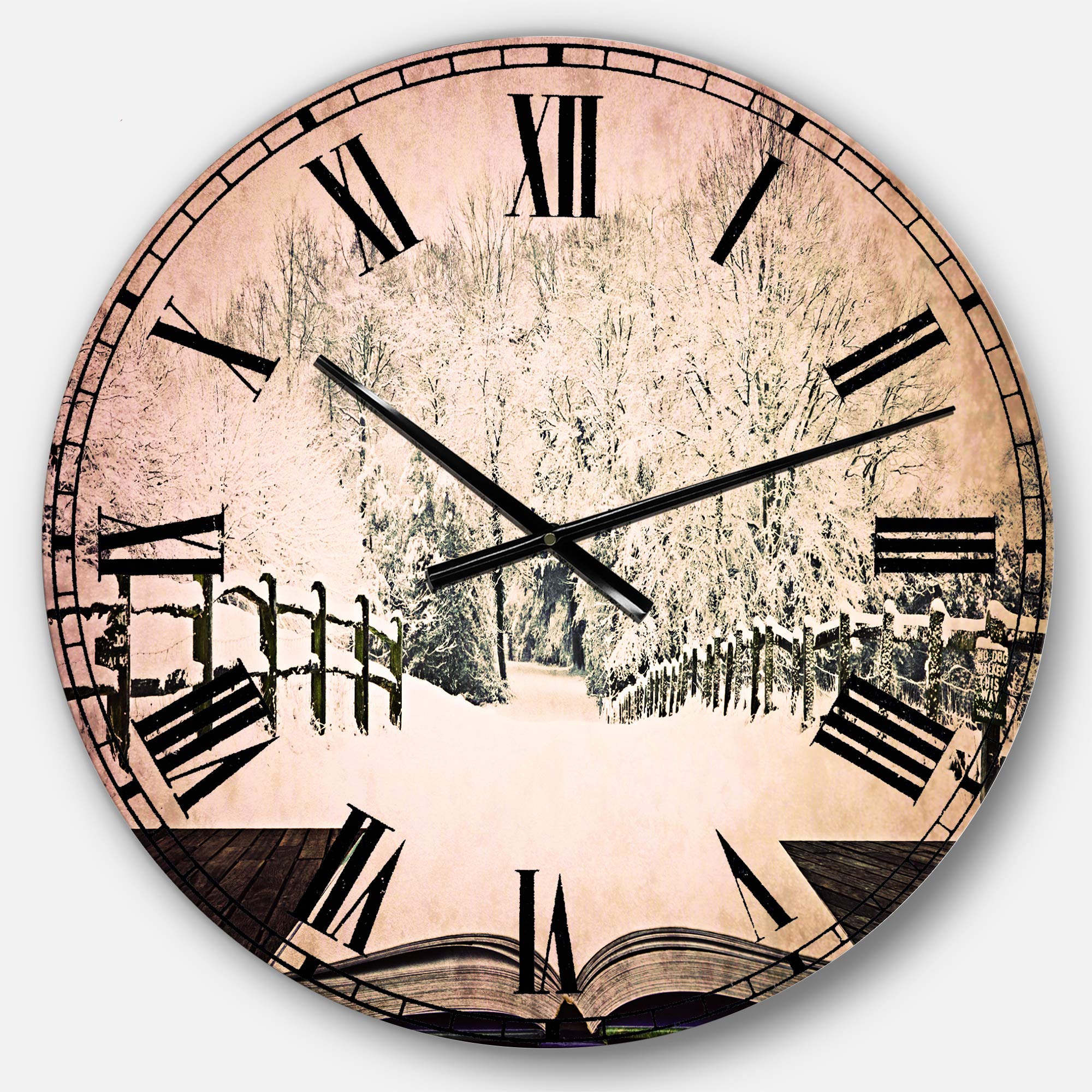 Designart Winter Wonderland Traditional Round Wall Clock - Metal Home Decor for Living Room, Bedroom & Office | Perfect for Holiday Decorations & Seasonal Home Styling