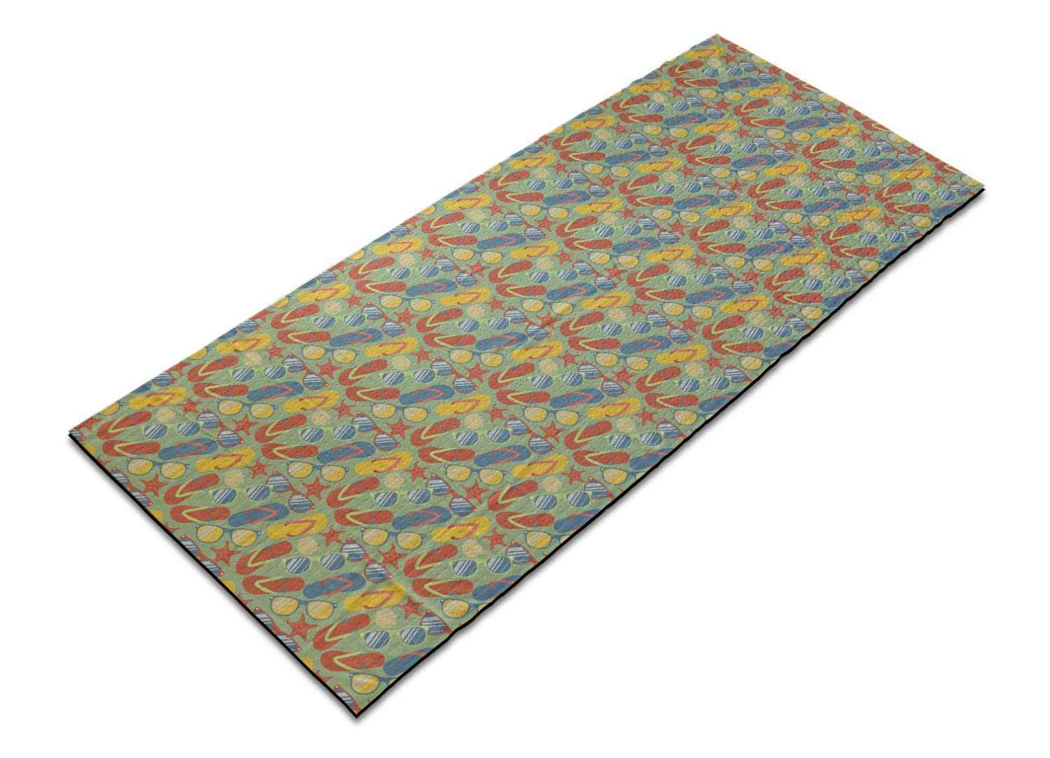 Ambesonne Non-Slip Yoga Mat Towel - Starfish & Seashell Beach Design, 25