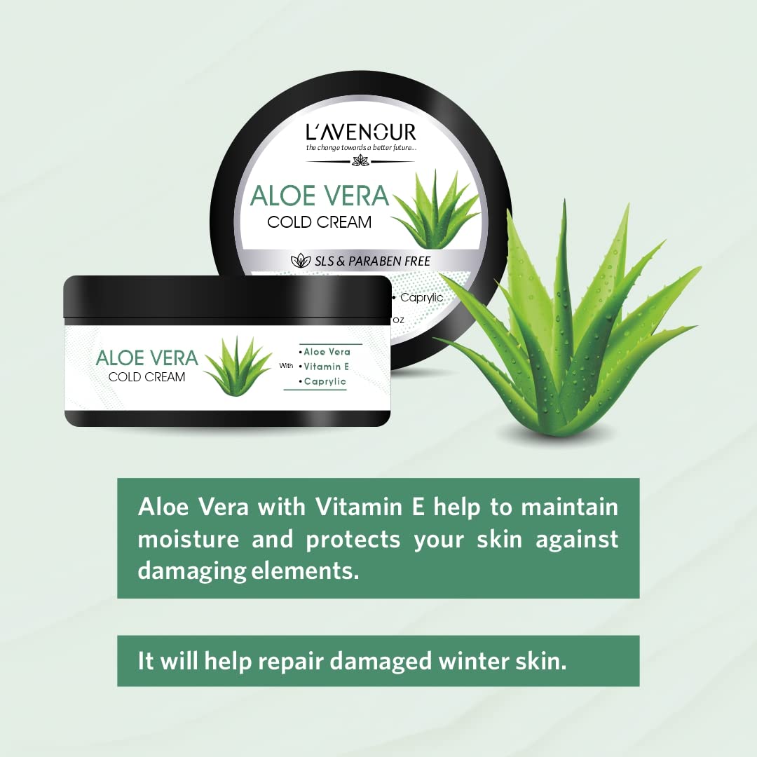 L'avenour Shea & Aloe Vera Cold Cream for Dry Skin - Vitamin E Enriched with Shea Butter, Aloe Vera, Avocado - SLS & Paraben Free Moisturizing Cream for Hands & Body - 200ml (Pack of 2) | Perfect for Winter Care, Night Routine & Sensitive Skin Hydration