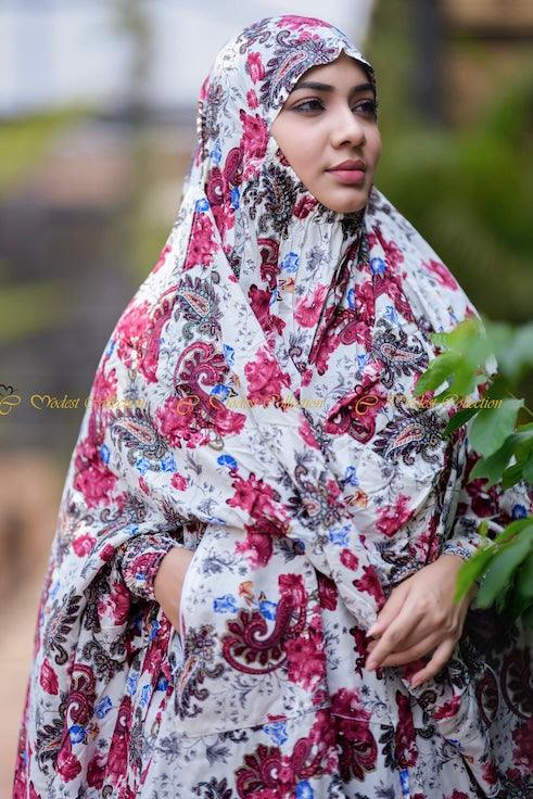 White Niqab Khimar with Pockets - Islamic Face Veil for Women - Perfect for Prayer, Modest Fashion & Everyday Wear