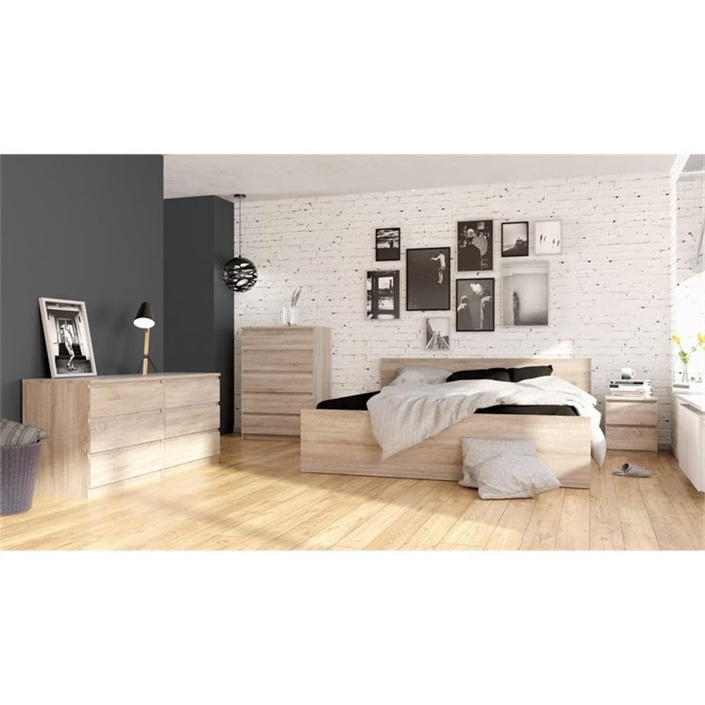 Modern 2-Piece Bedroom Set with Spacious Handle-Free Drawers - Truffle Wood Nightstand Set for Contemporary Home Decor | Perfect for Small Spaces, Guest Rooms & Minimalist Bedrooms
