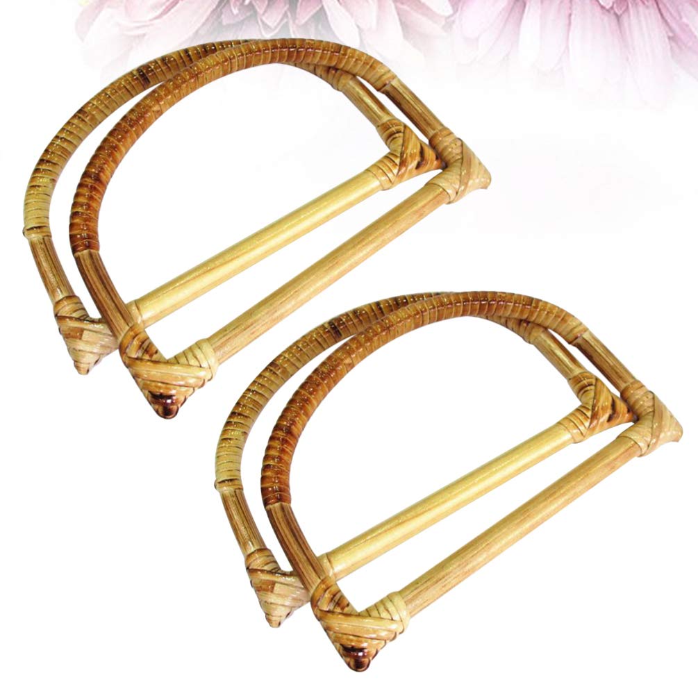 4pcs DIY Purse Handles - Solid Wood Rattan Craft Supplies for Handmade Bags, Totes & Purses - Natural Wooden Handles for DIY Fashion Accessories