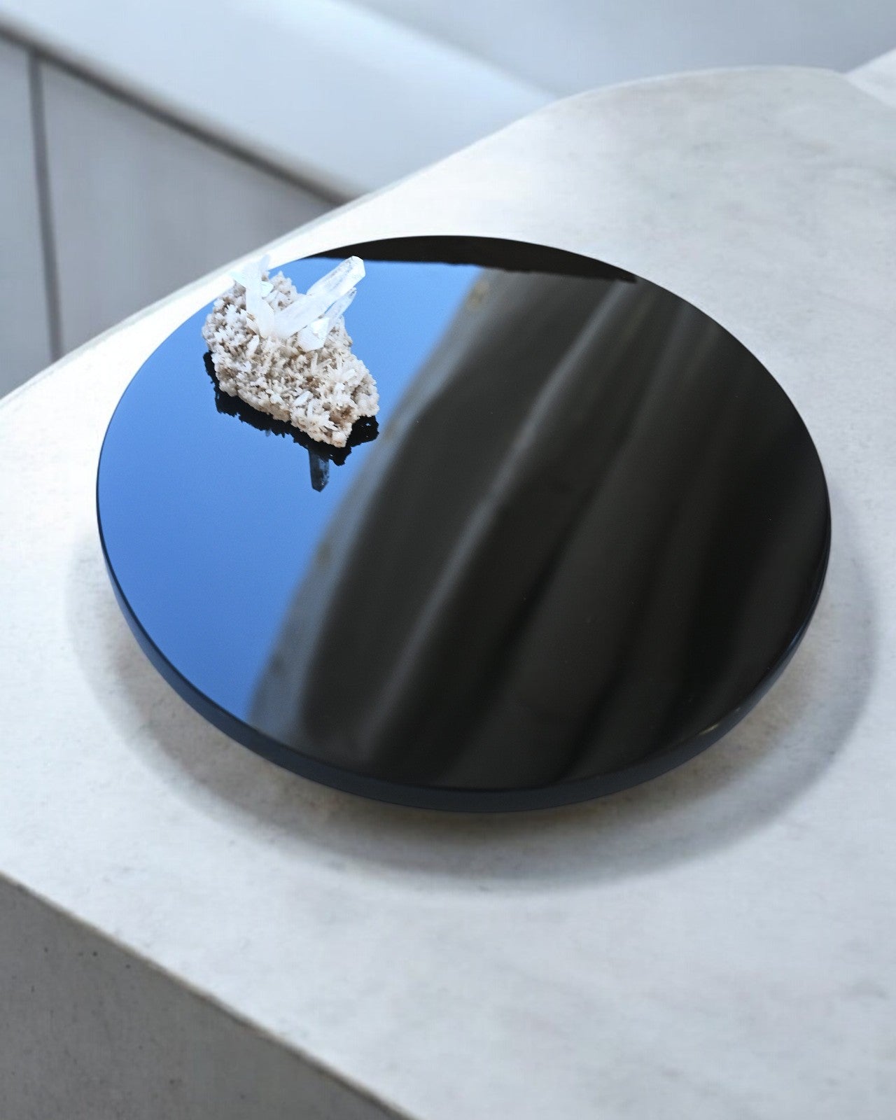 Premium Black Obsidian Round Platter - Natural Stone Serving Tray for Home Decor, Meditation & Energy Healing | Elegant Centerpiece for Dining, Yoga Spaces & Spiritual Practices