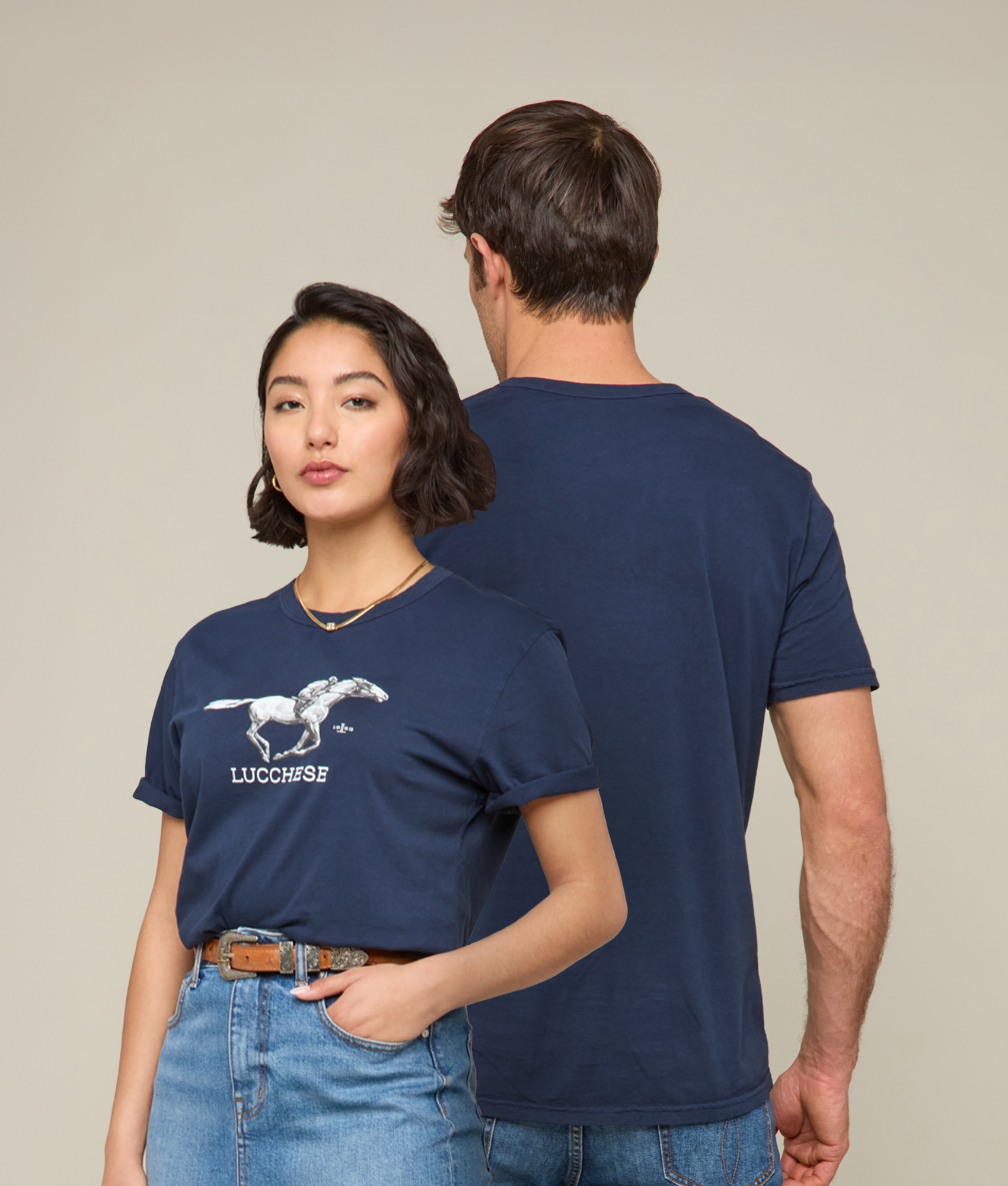 Lucchese Racehorse T-Shirt in Navy Blue - Stylish Comfort for Casual Wear & Western Fashion