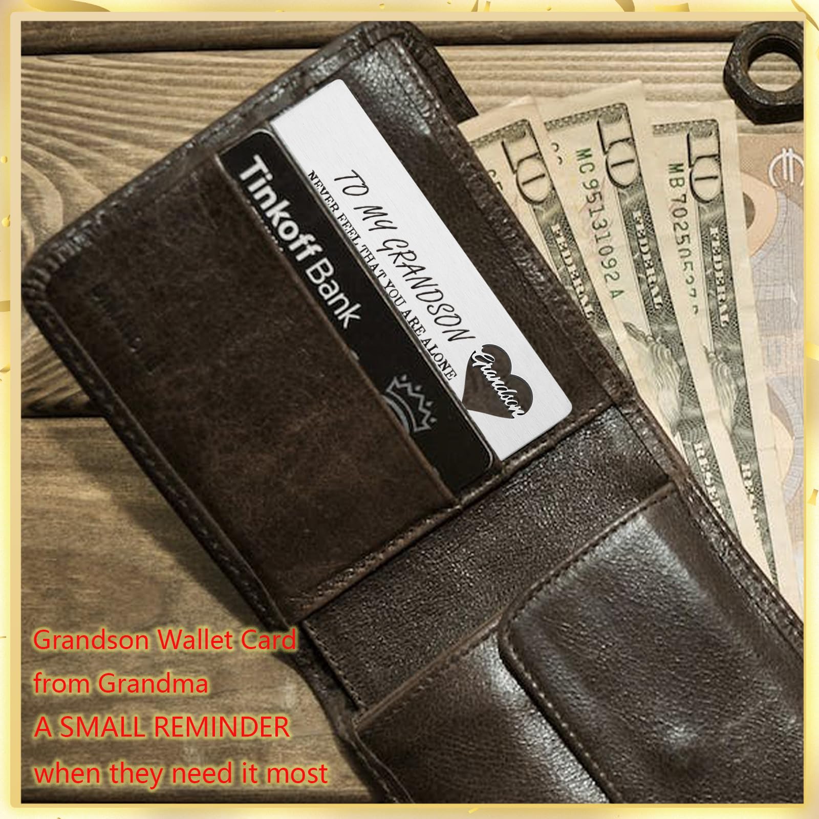 YODOCAMP Engraved Wallet Card for Grandson - Heartfelt Gift from Grandma for Birthday, Christmas, Graduation & Deployment - 'I Will Always Love You' Keepsake - Perfect for Everyday Carry & Special Occasions