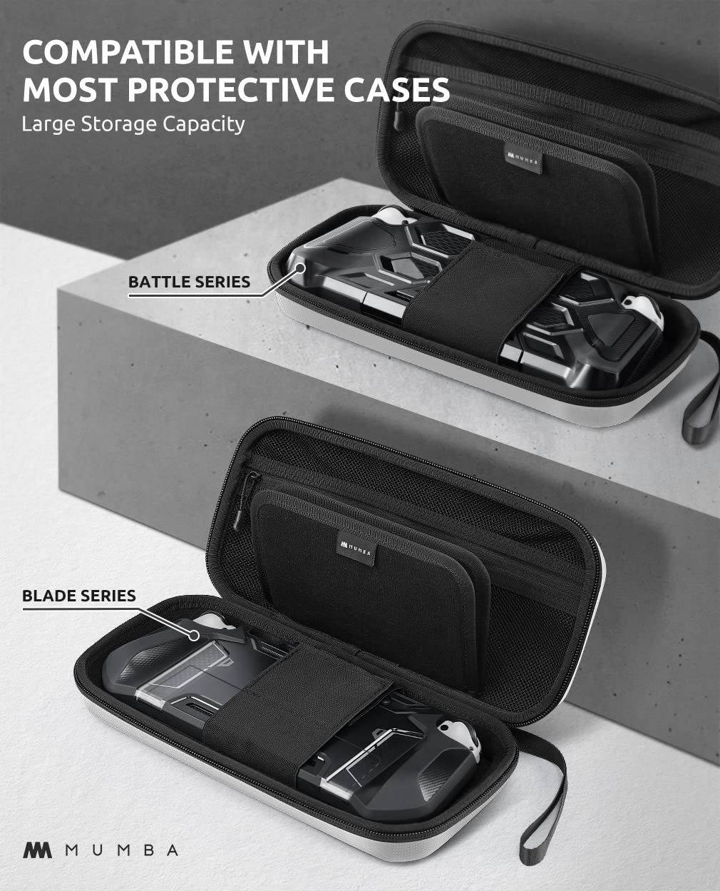 Nintendo Switch Carrying Case for OLED Model - Mumba Plus Version Protective Travel Pouch with Large Storage Capacity (White) | Perfect for Gaming On-The-Go, Travel Protection & Switch Accessories Organization