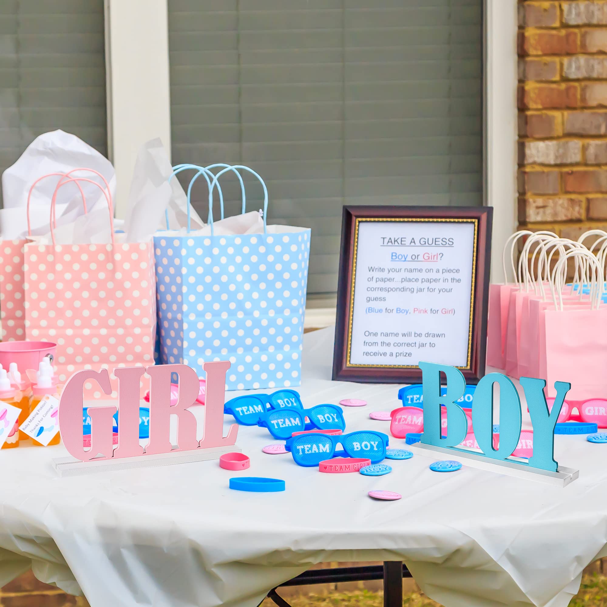 Blue and Pink Wooden Boy or Girl Sign - Gender Reveal & Baby Shower Party Decor - Perfect for Nursery, Birthday Celebrations & Gender Announcement Parties - by JTRF