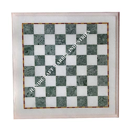 Custom White & Green Marble Chess Board - Handcrafted Inlaid Design - Tournament & Collector Size Options - Perfect for Home Decor, Gifts & Chess Enthusiasts - Ideal for Living Rooms, Game Nights & Chess Tournaments