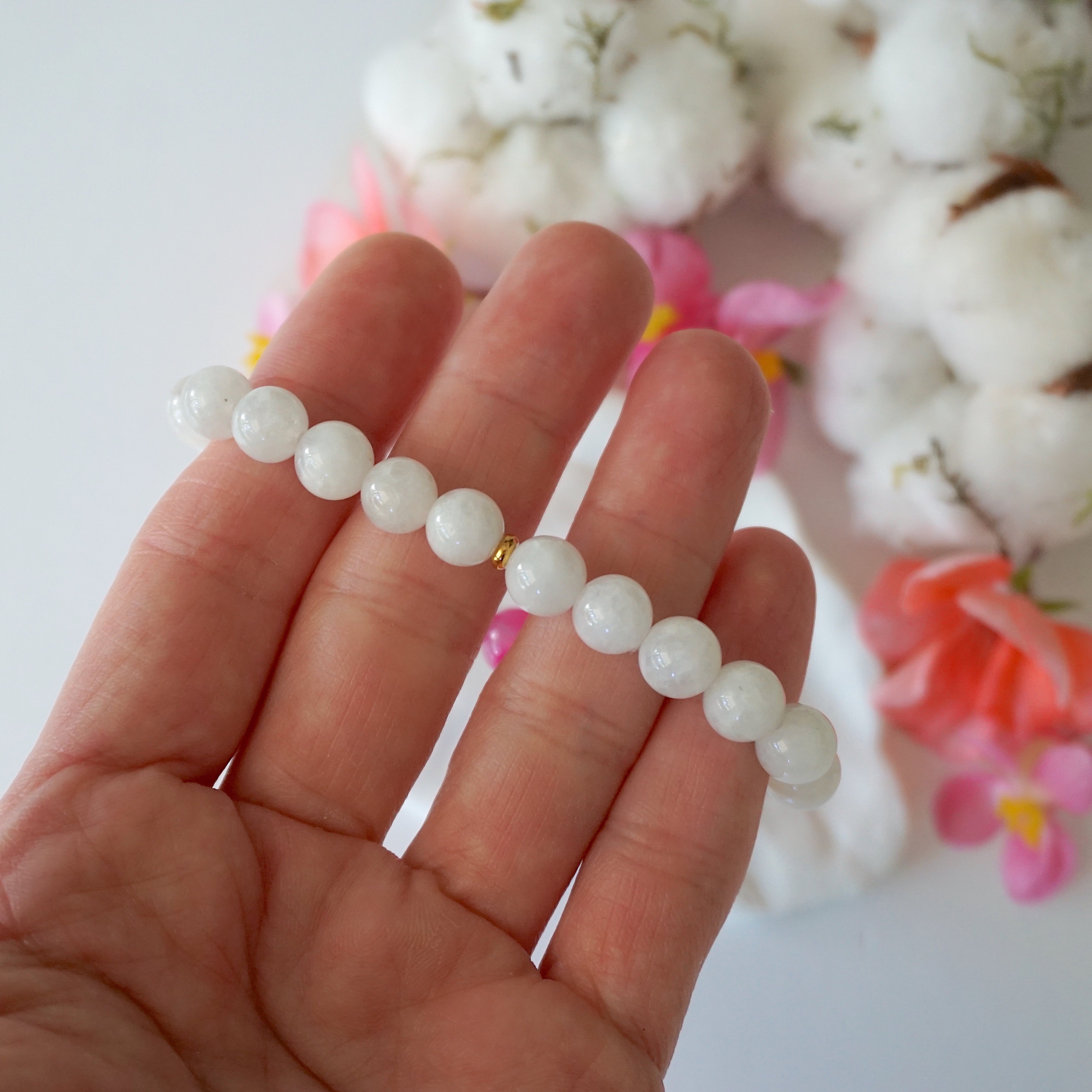 Pink Agate Healing Crystal Mala Bracelet - Natural Stone Beads for Meditation, Yoga & Stress Relief - Spiritual Jewelry for Women & Men