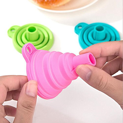 Foldable Mini Silica Gel Funnel for Oil, Wine & Liquids - Portable Kitchen & Car Accessory in Pink - Perfect for Cooking, Baking & Auto Maintenance