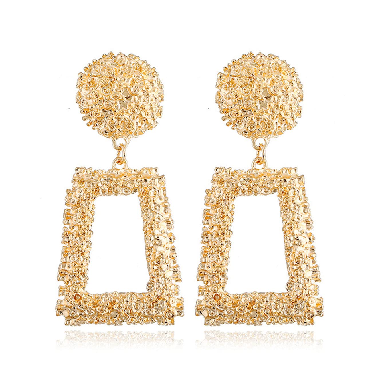 Stylish Women's & Men's Stud Earrings Set - Embossed Floral Design, 5 Colors (Gold) - Perfect for Everyday Wear, Parties & Gifts