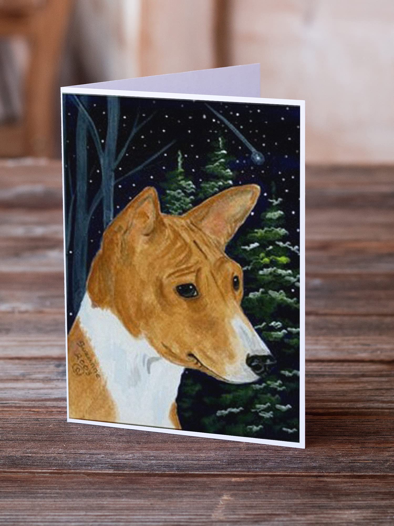 Basenji Greeting Cards & Envelopes Set - 8 Blank A7 Note Cards (5x7 Inches) for Birthdays, Thank You Notes & Special Occasions | Whimsical Dog Lover Stationery
