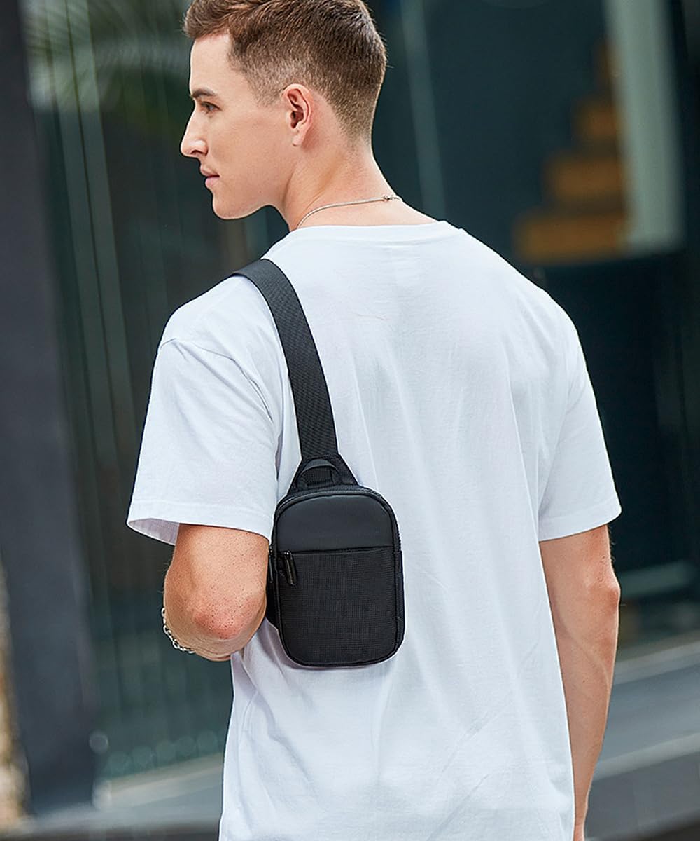 MDJYMYZ Small Black Crossbody Sling Backpack for Men & Women - Lightweight Travel Bag for Hiking, Gym, Work & Daily Commute