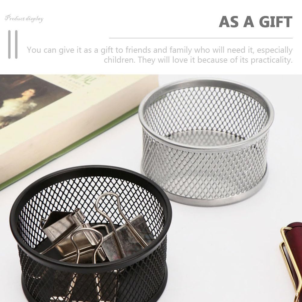 4Pcs Silver Iron Wire Mesh Paper Clip Holder for Desk - Office Desk Organizer & Paper Clip Dispenser - Perfect for Office, School, Home, and Workspace Organization