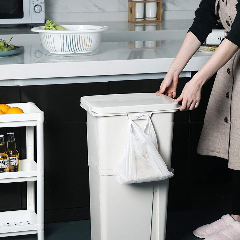 32L Double Compartment Recycling Pedal Bin with Odor-Proof Lid - Kitchen Trash Can for Waste Separation, Ideal for Home, Office & Restaurant Use