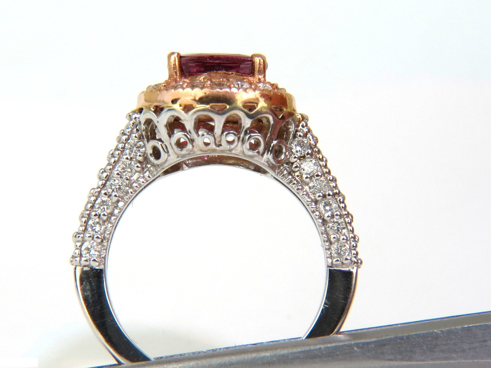 2.78CT Natural Fine Purple Red Ruby Diamond Ring in 14KT Gold (G/VS) – Elegant Jewelry for Weddings, Anniversaries & Special Occasions