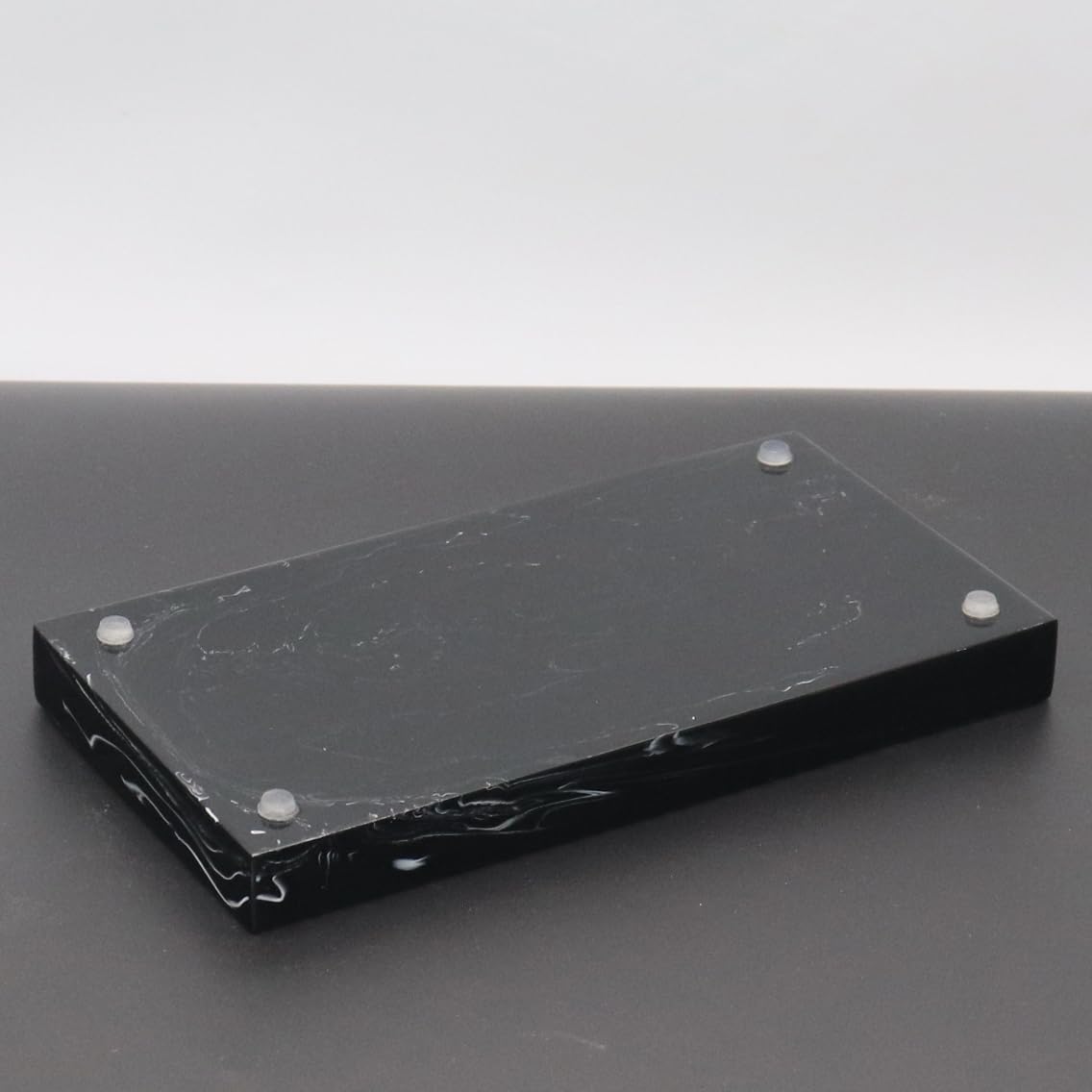 Black Marble Bathroom Vanity Tray - Elegant Resin Countertop Organizer for Toilet Tank | Perfect for Makeup, Jewelry & Bath Essentials Storage in Modern Bathrooms