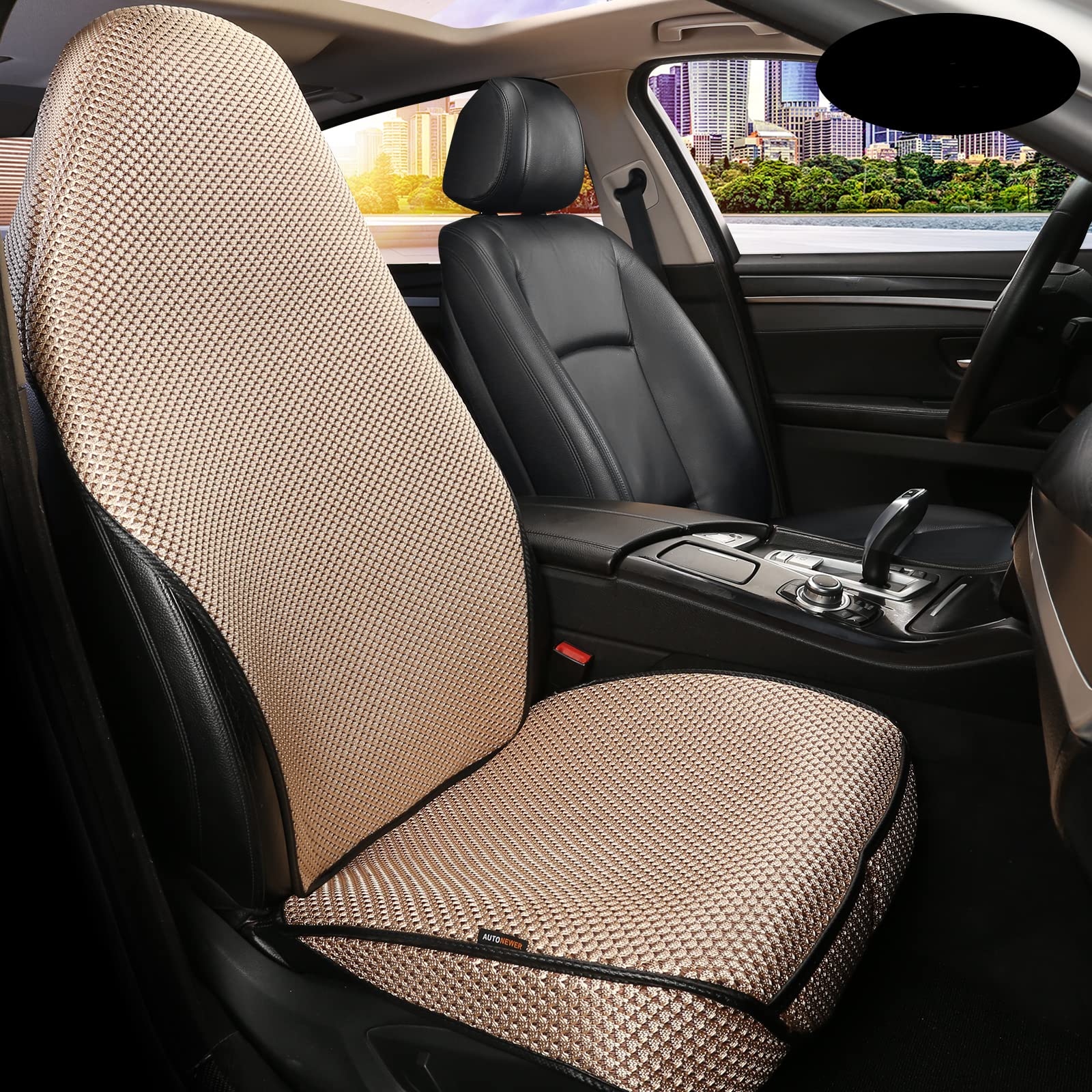 Premium Breathable Universal Car Seat Covers - All-Season Luxury Auto Seat Protectors for Front Bucket Seats, Full Wrapped Edge Design Fits 95% Vehicles (Beige, 1PC) | Perfect for Daily Commuting, Road Trips & Protecting Leather Seats